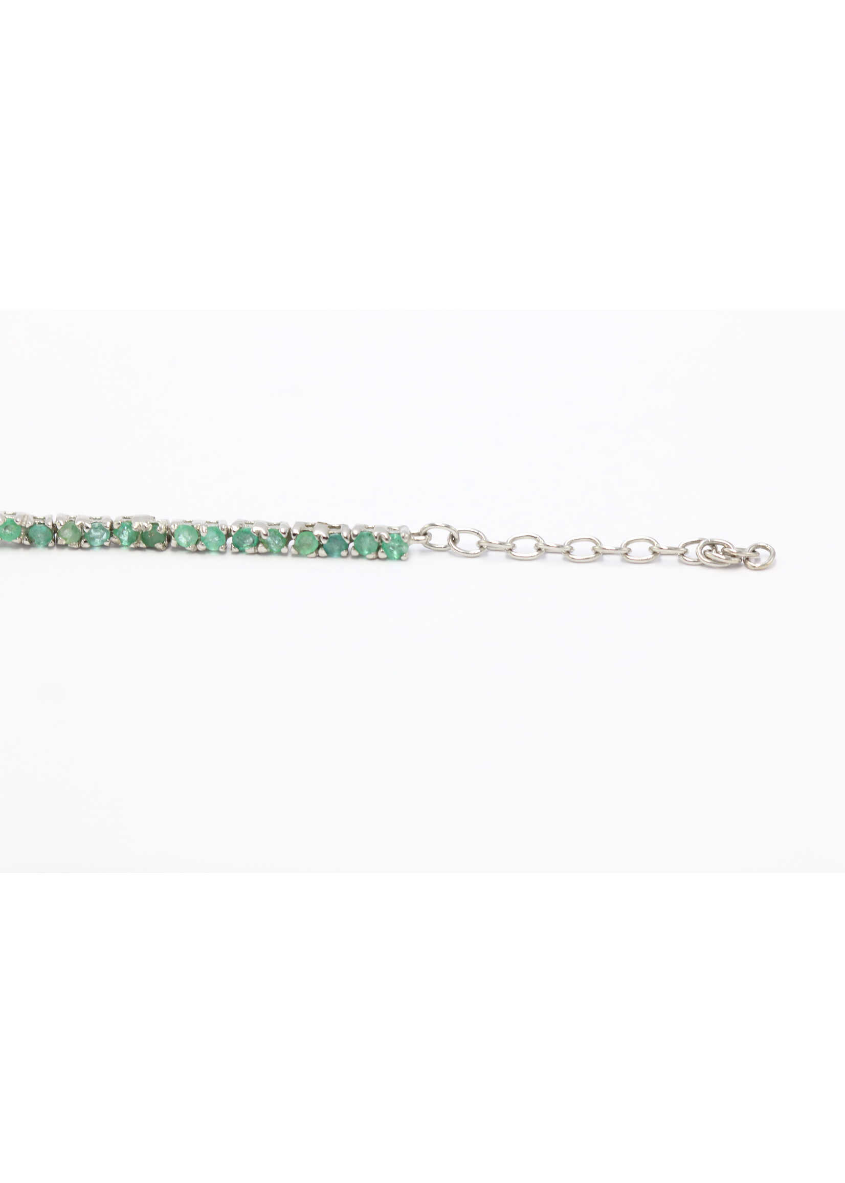 925 gerhodineerd zilveren Armband bezet met natuurlijke Smaragden