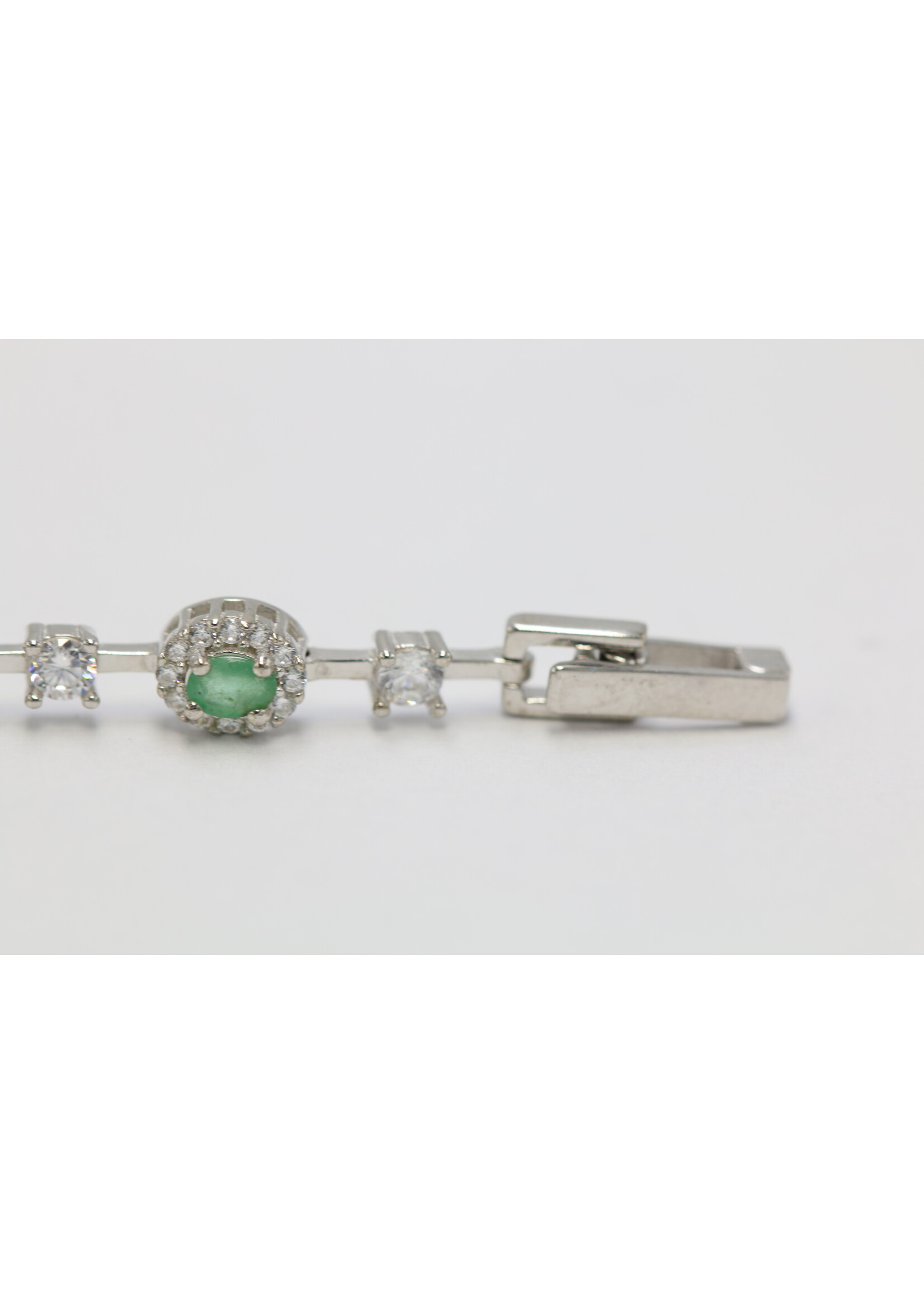 925 gerhodineerd zilveren Armband bezet met natuurlijke Smaragden