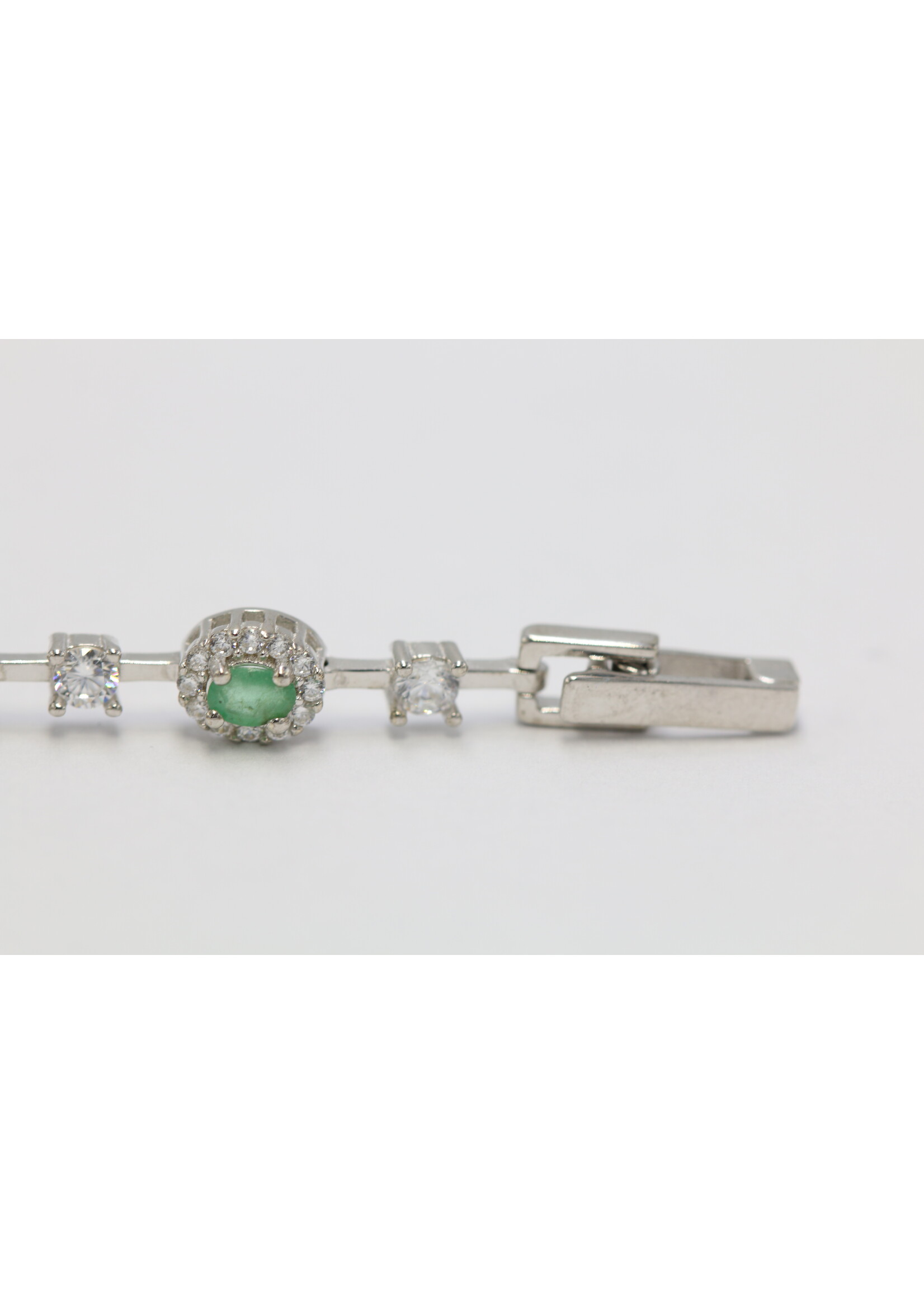 925 gerhodineerd zilveren Armband bezet met natuurlijke Smaragden