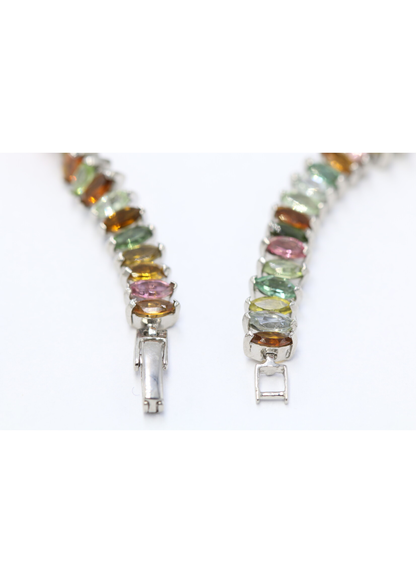 925 gerhodineerd zilveren Armband bezet met natuurlijke Multi-Kleur Toermalijnen -