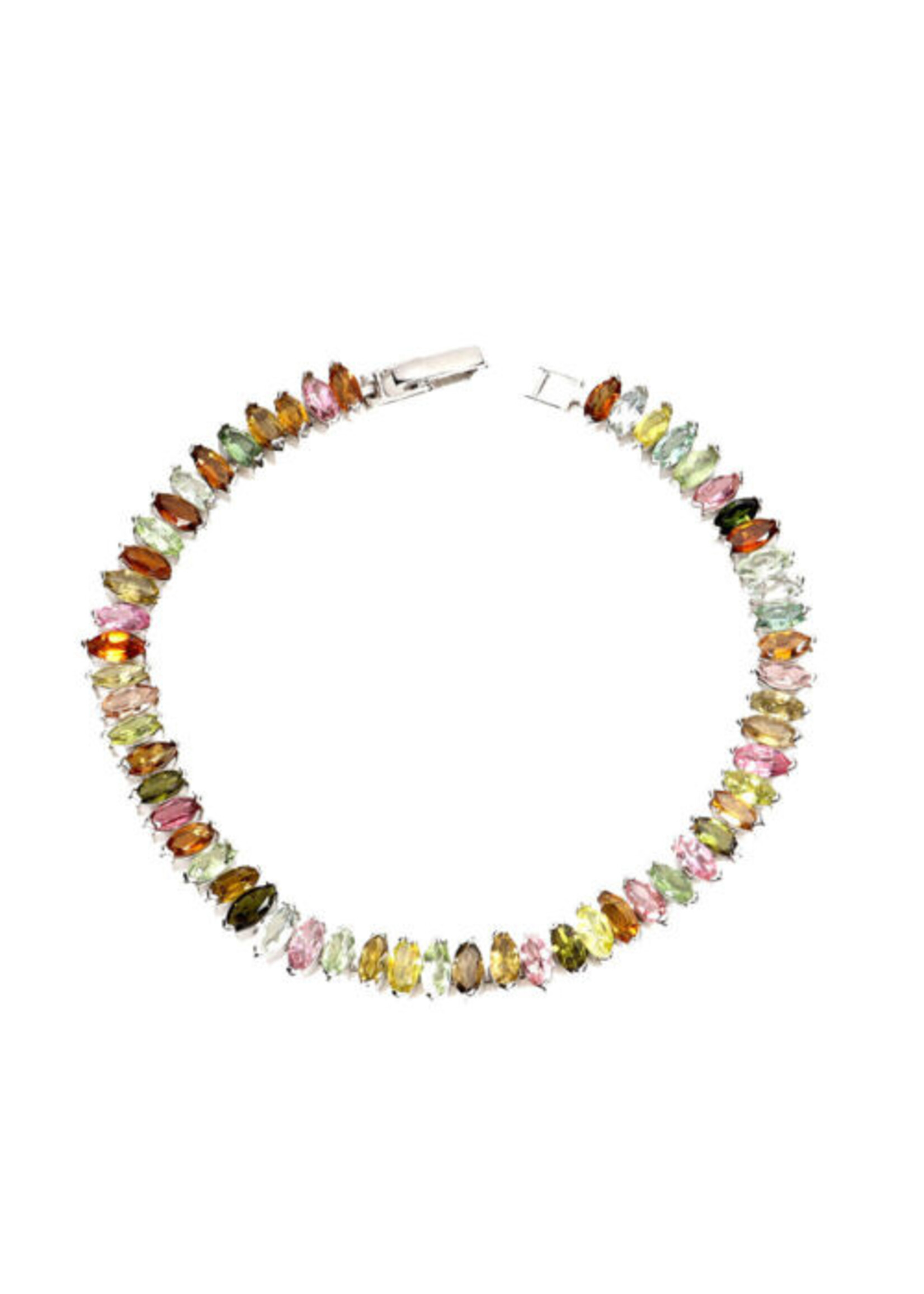925 gerhodineerd zilveren Armband bezet met natuurlijke Multi-Kleur Toermalijnen -