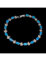 Armband bezet met natuurlijke Blauwe Opaal en Rhodolieten