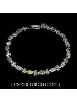 Bracelet set with natural Opal and Rhodolites