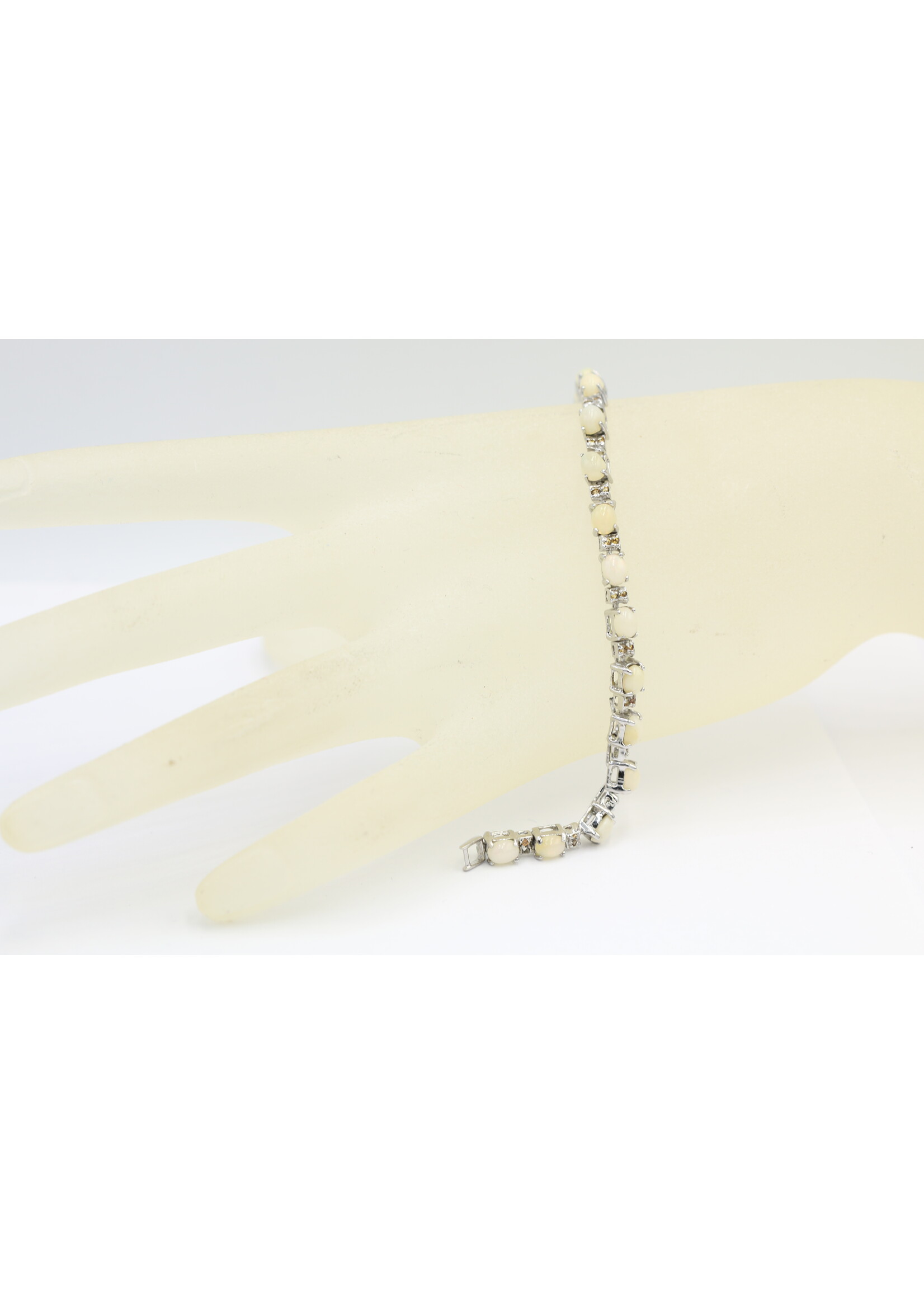 Bracciale in argento rodiato 925 con zaffiri naturali e opali