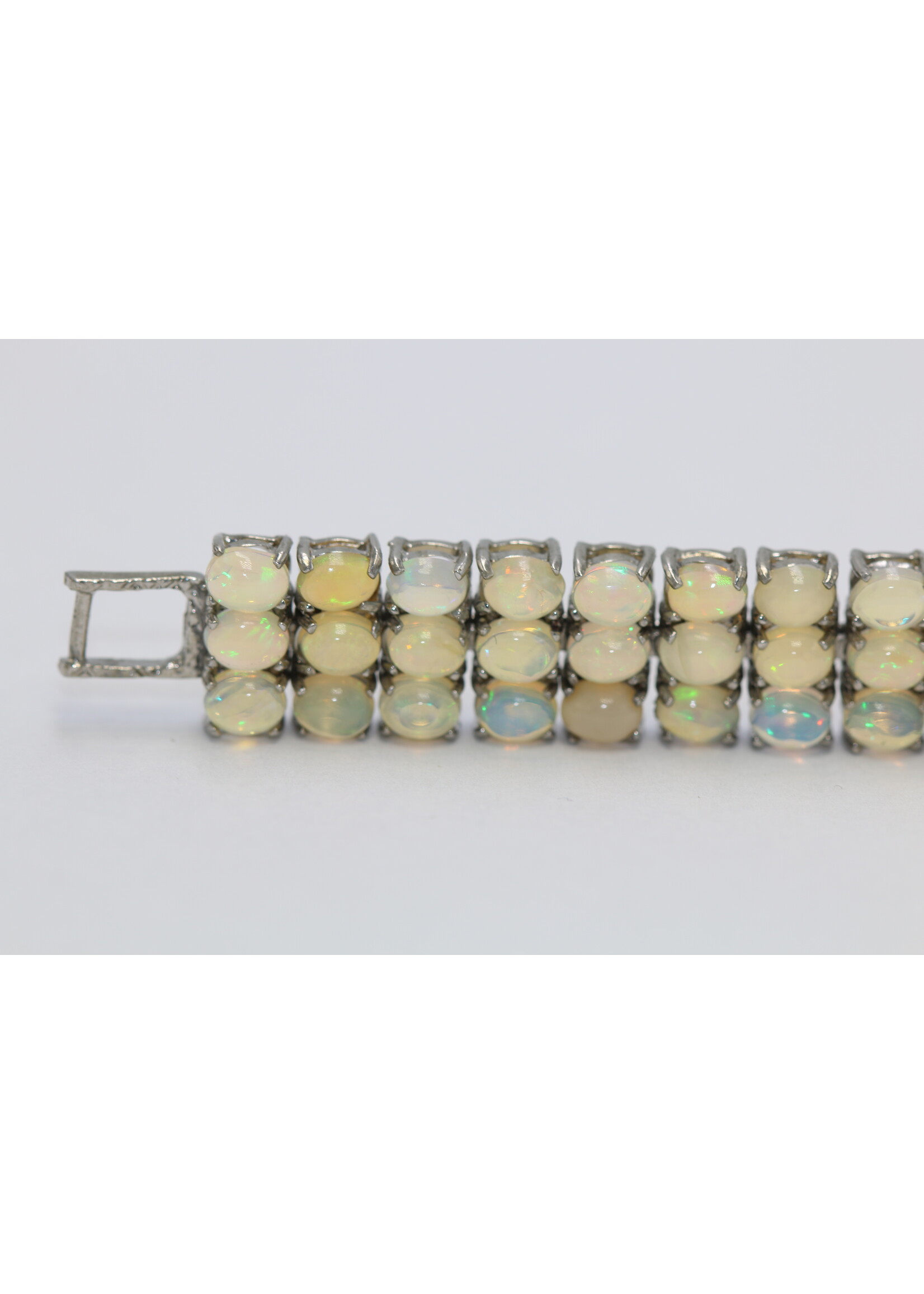 925 gerhodineerd zilveren Armband bezet met natuurlijke Opalen