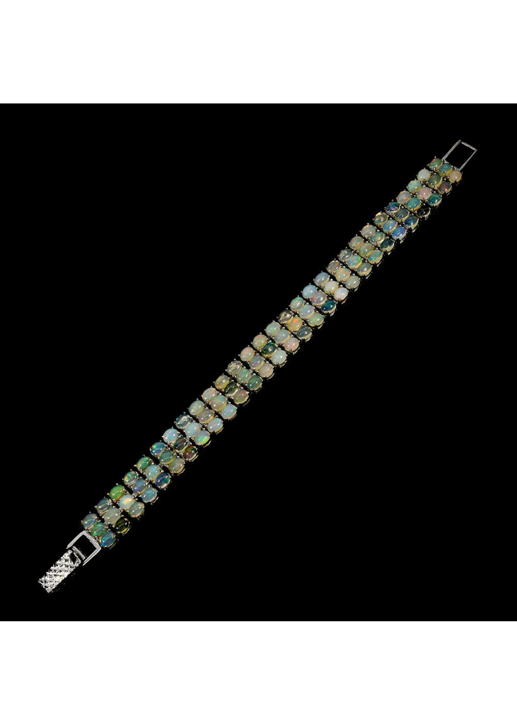 Bracciale in argento rodiato 925 con opali naturali