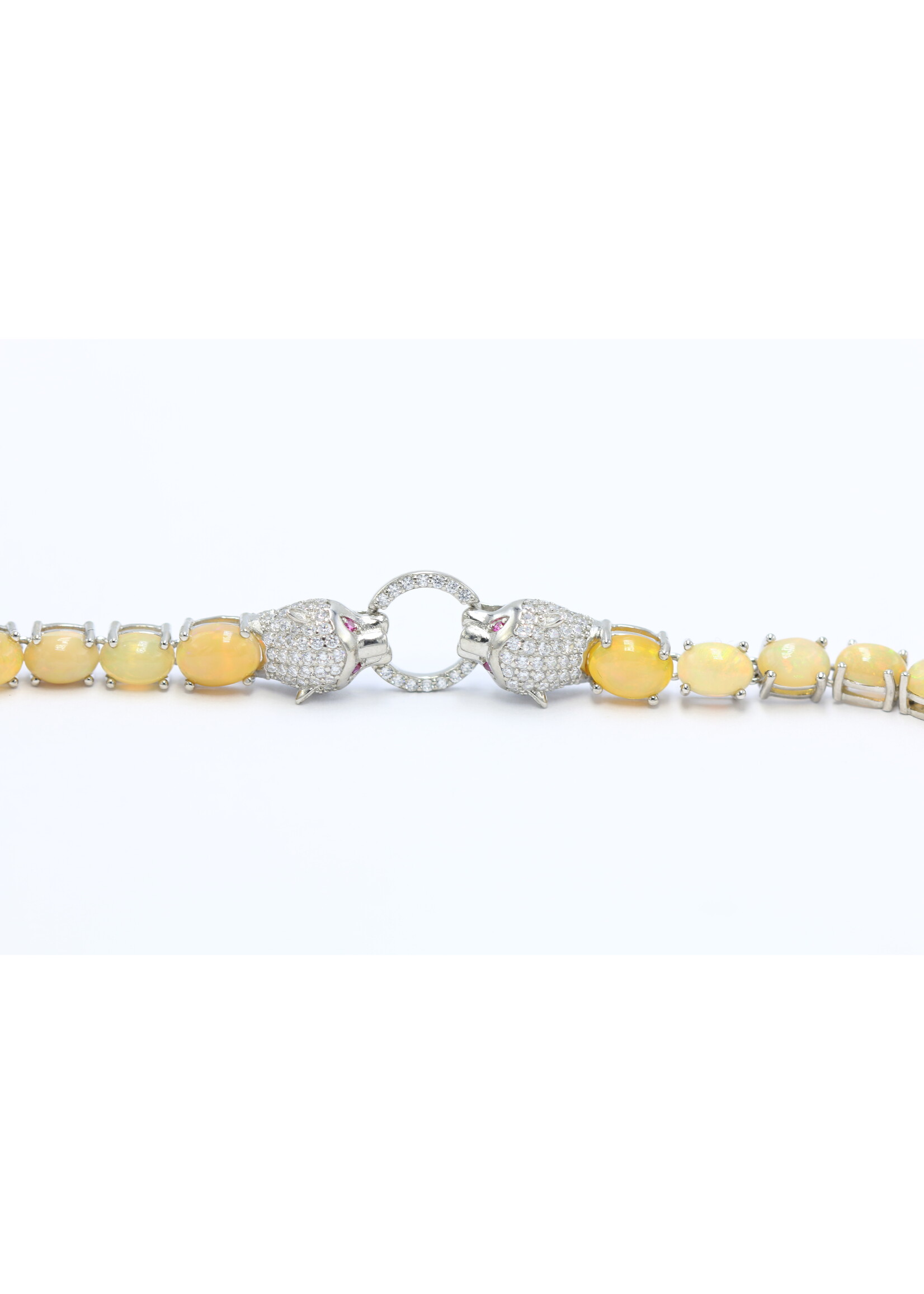 925 gerhodineerd zilveren Armband bezet met natuurlijke Opalen