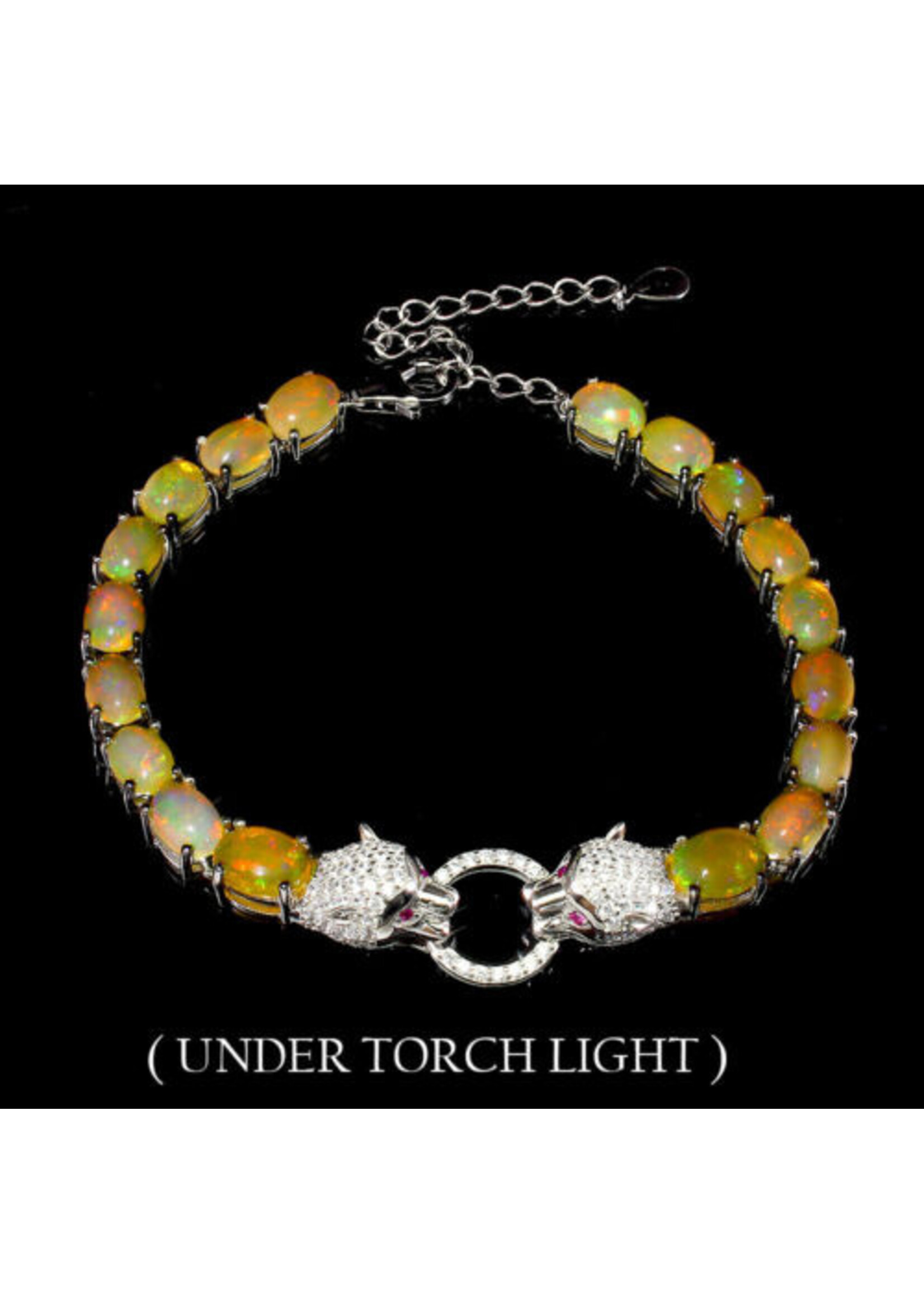 Bracciale in argento rodiato 925 con opali naturali