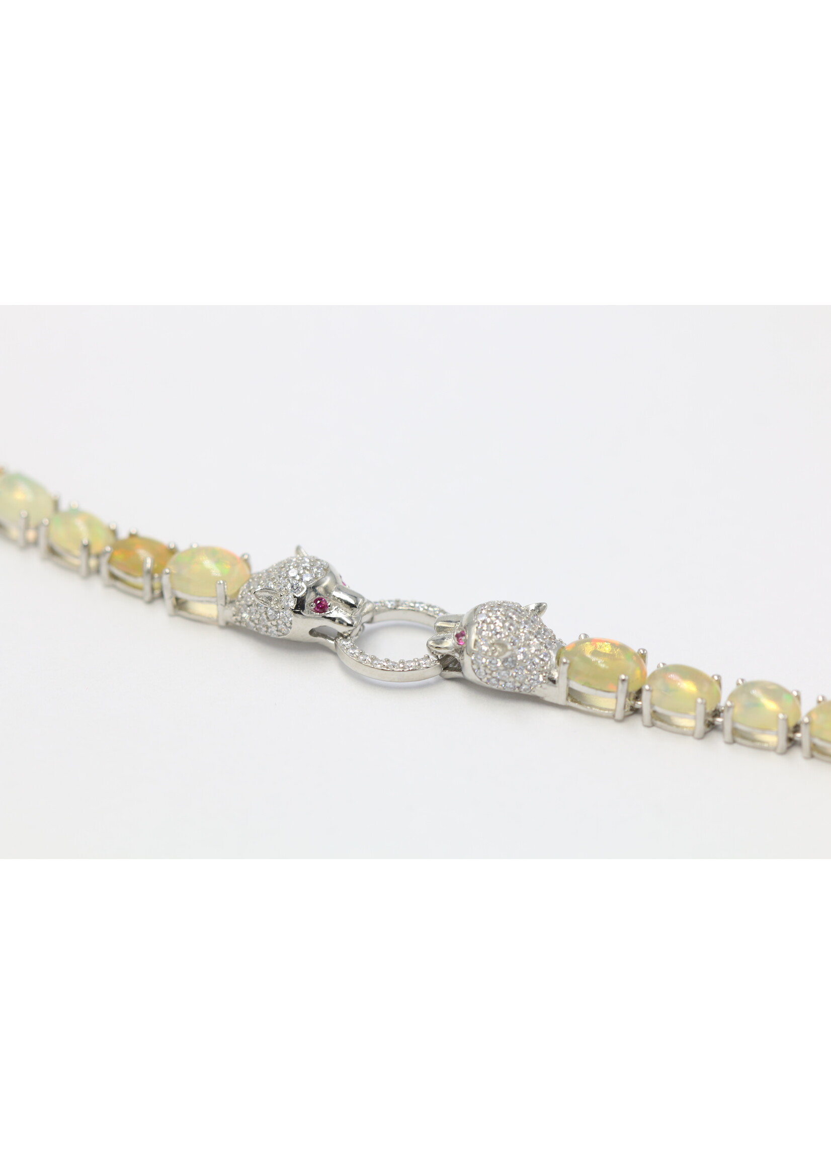 Bracelet en argent 925 rhodié serti d'Opales naturelles