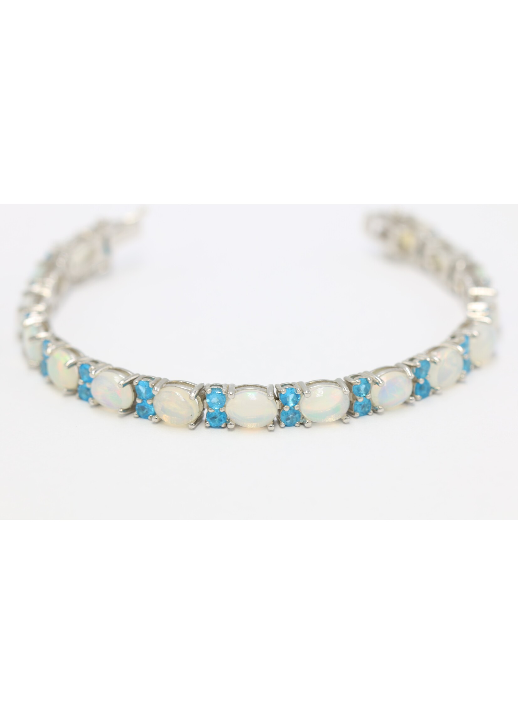 Bracciale in argento rodiato 925 con topazio naturale e opali