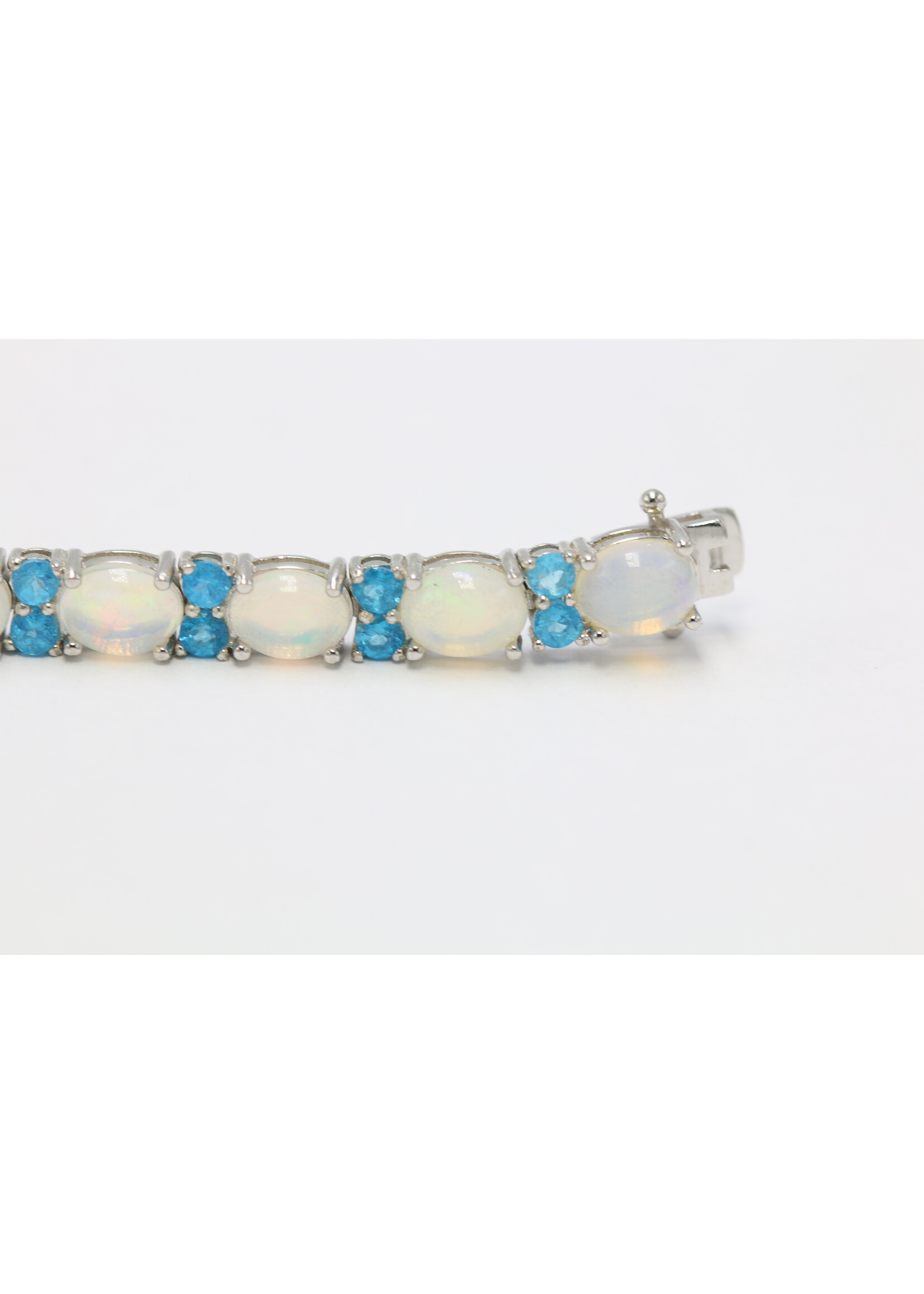 Bracciale in argento rodiato 925 con topazio naturale e opali