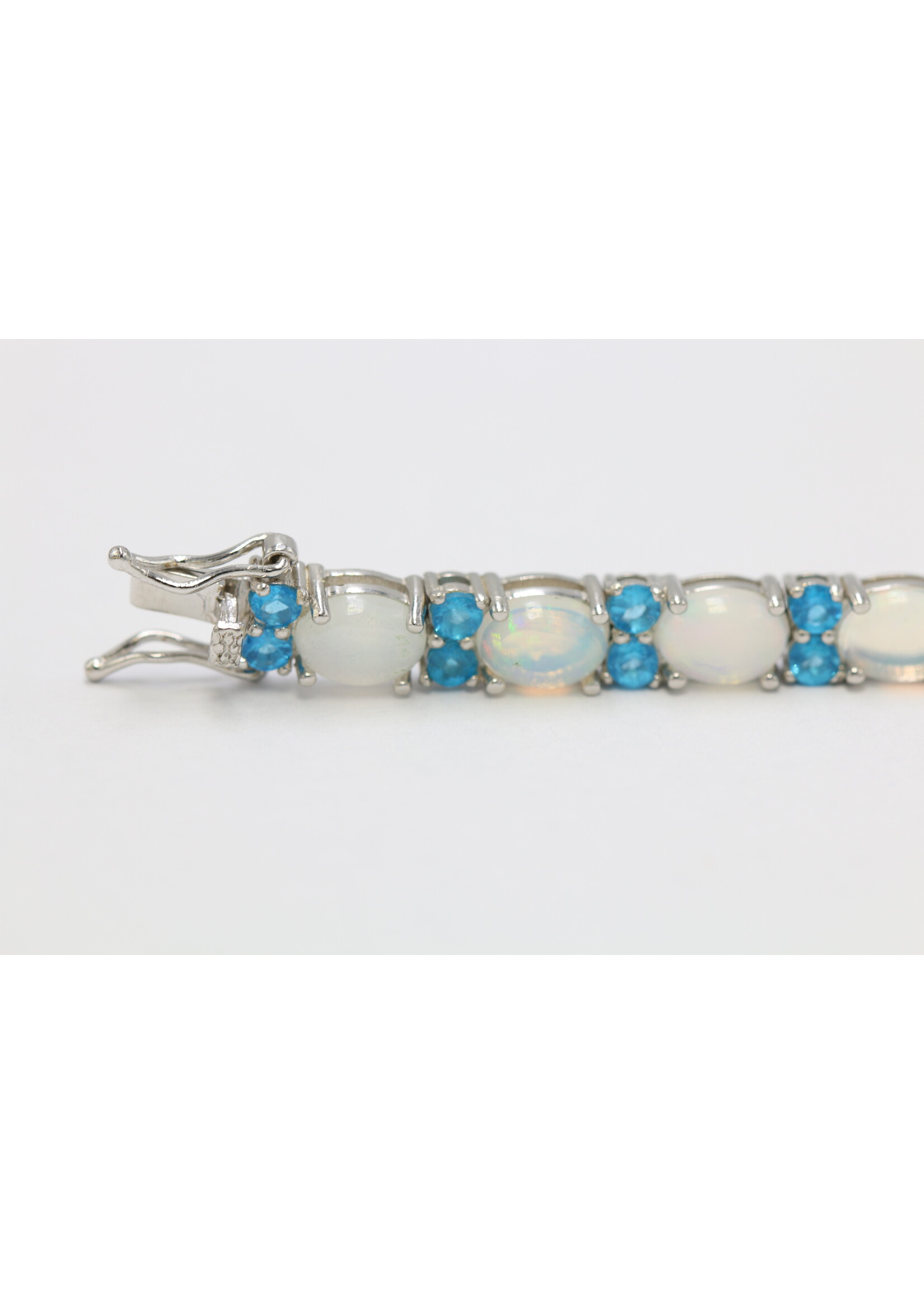 Bracciale in argento rodiato 925 con topazio naturale e opali