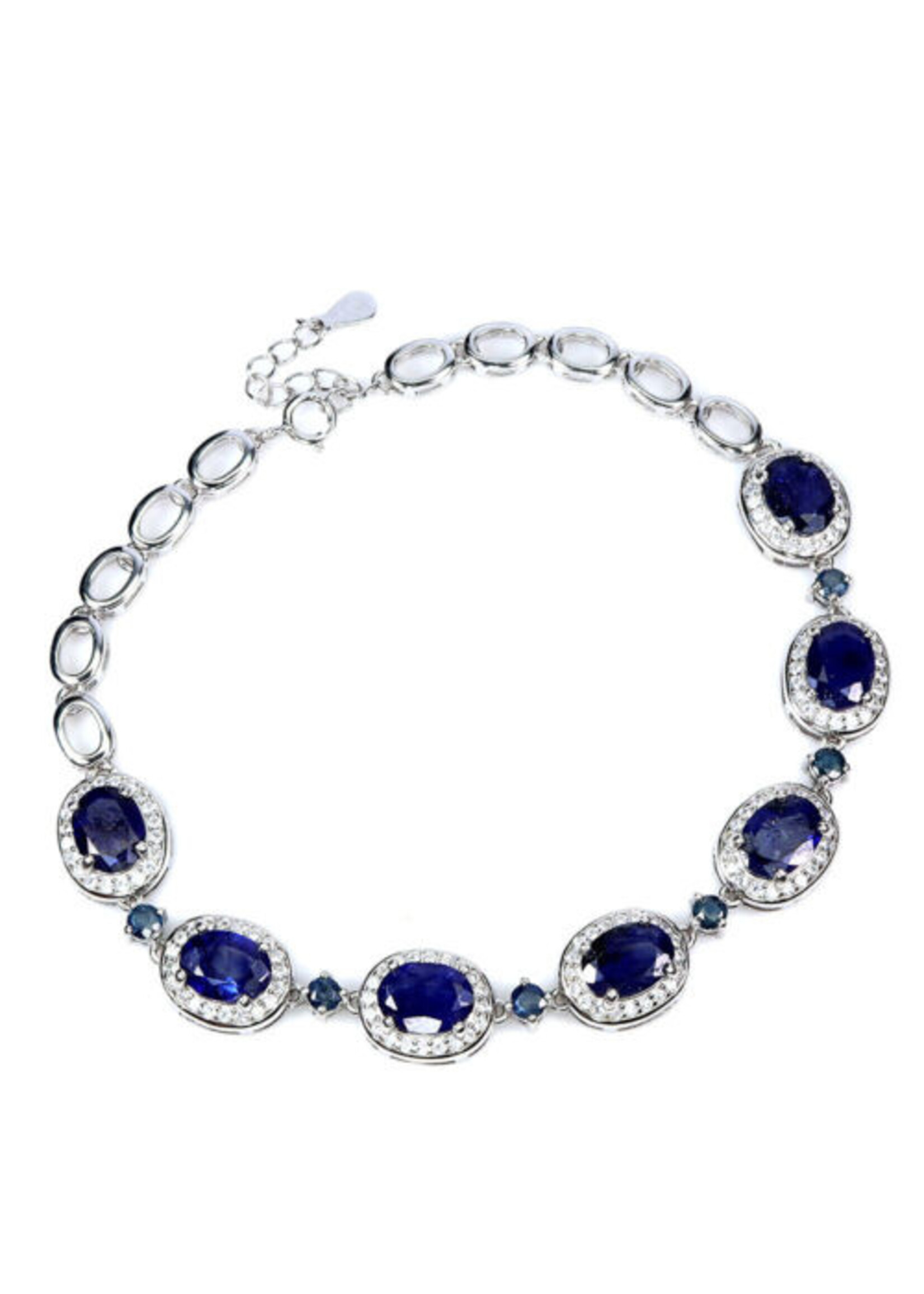 Bracelet en argent 925 rhodié serti de saphirs naturels