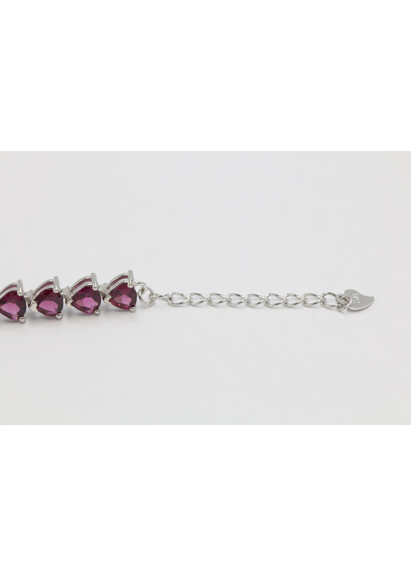 925 gerhodineerd zilveren Armband bezet met natuurlijke Rhodolieten -