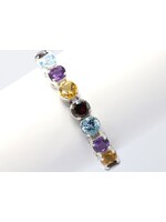 Silver Bracelet with Topaz, Garnet, Citrine and Amethysts