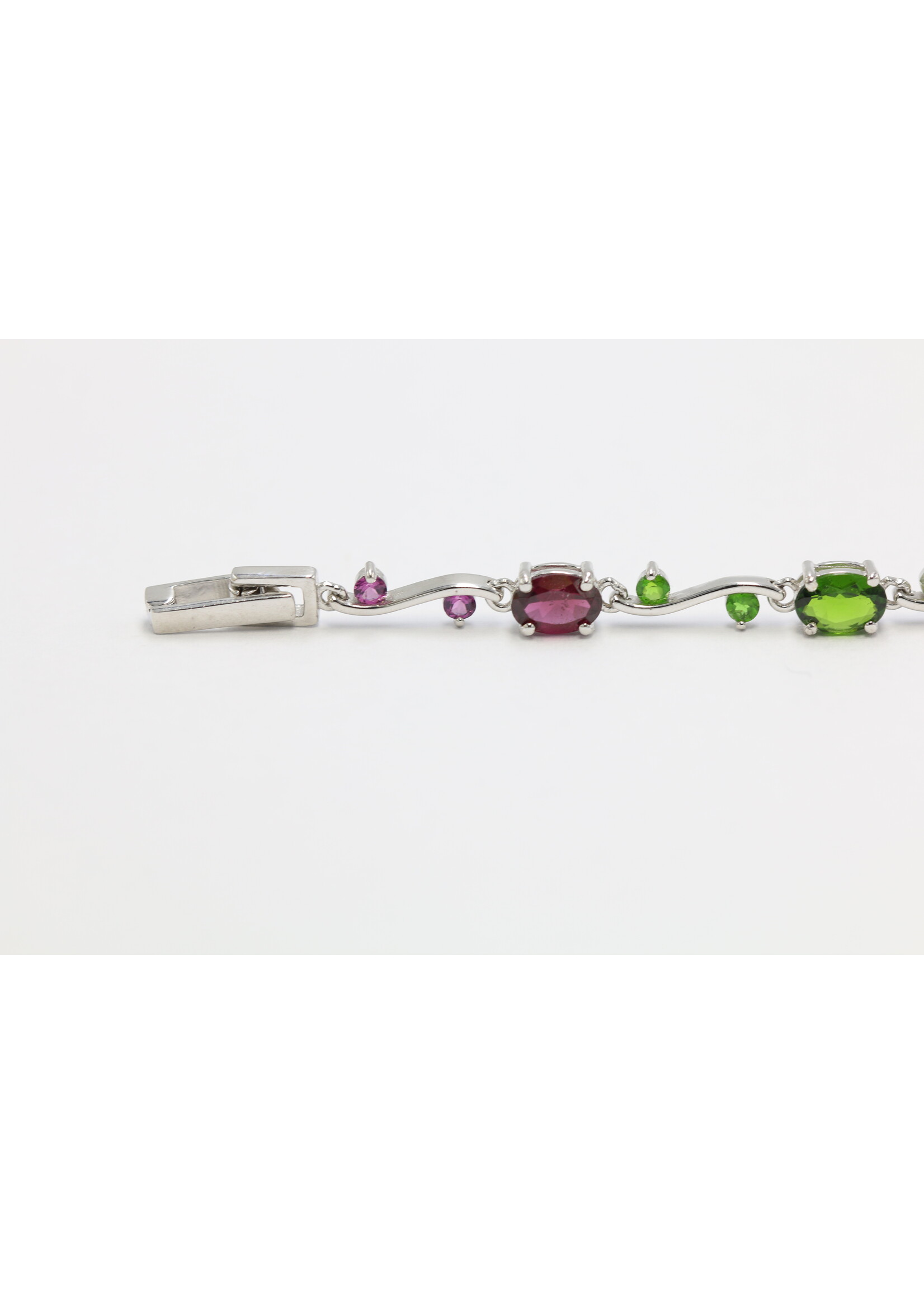 925 gerhodineerd zilveren Armband bezet met natuurlijke Multi-Kleur Toermalijnen