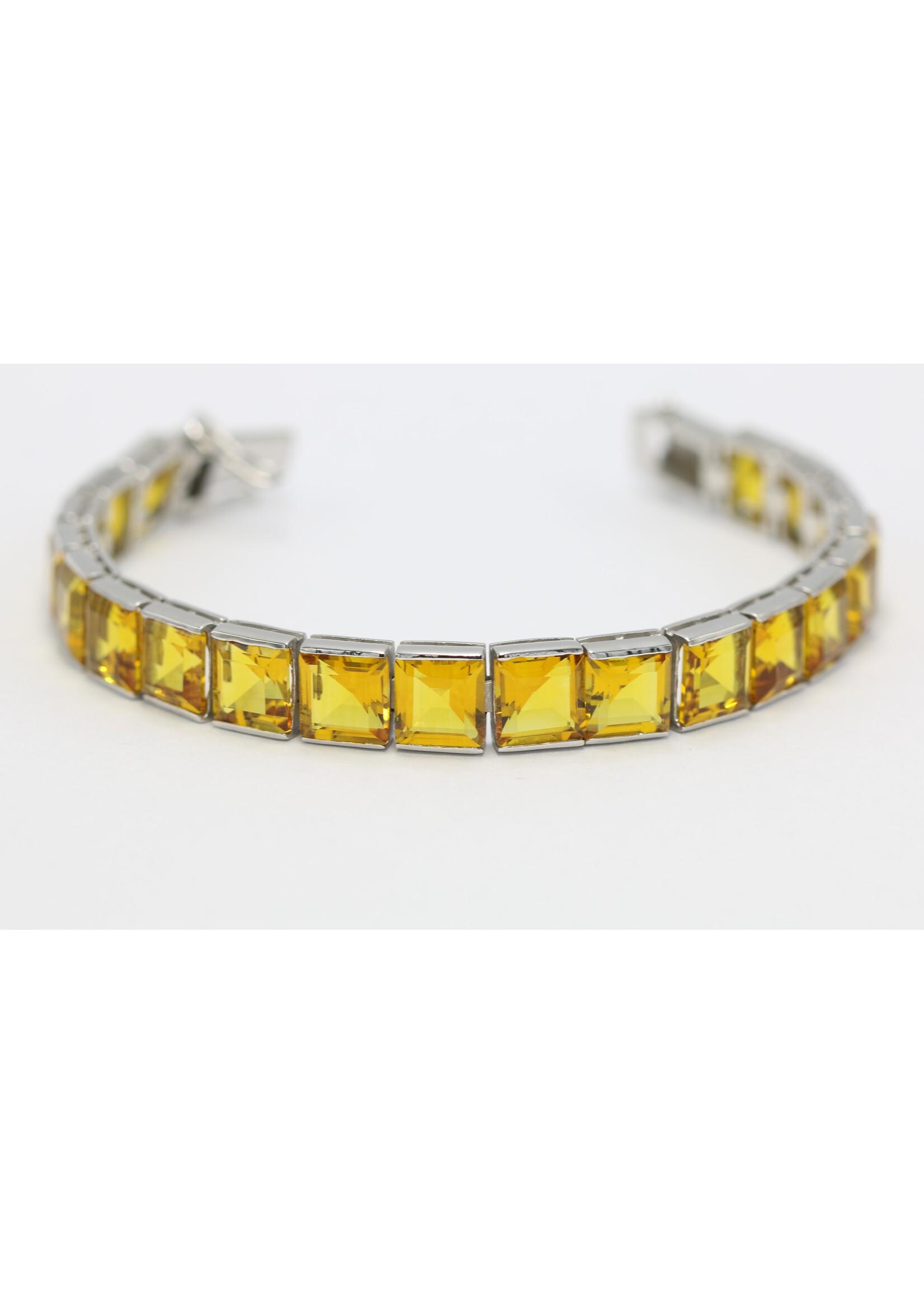 925 gerhodineerd zilveren Armband bezet met natuurlijke Citrienen