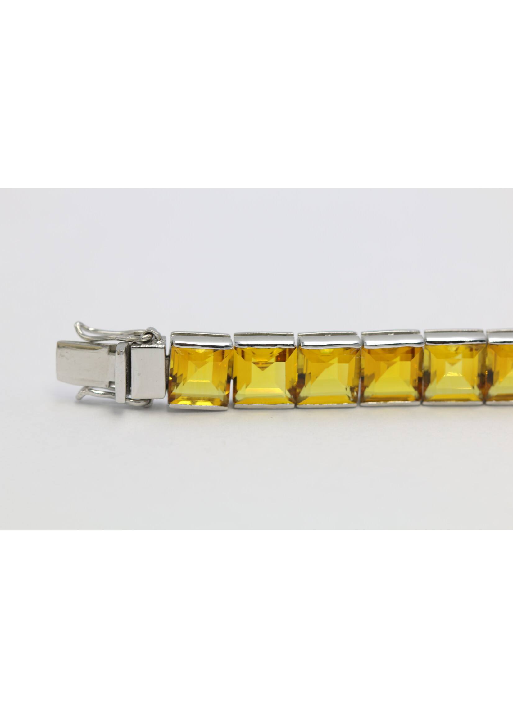 925 gerhodineerd zilveren Armband bezet met natuurlijke Citrienen