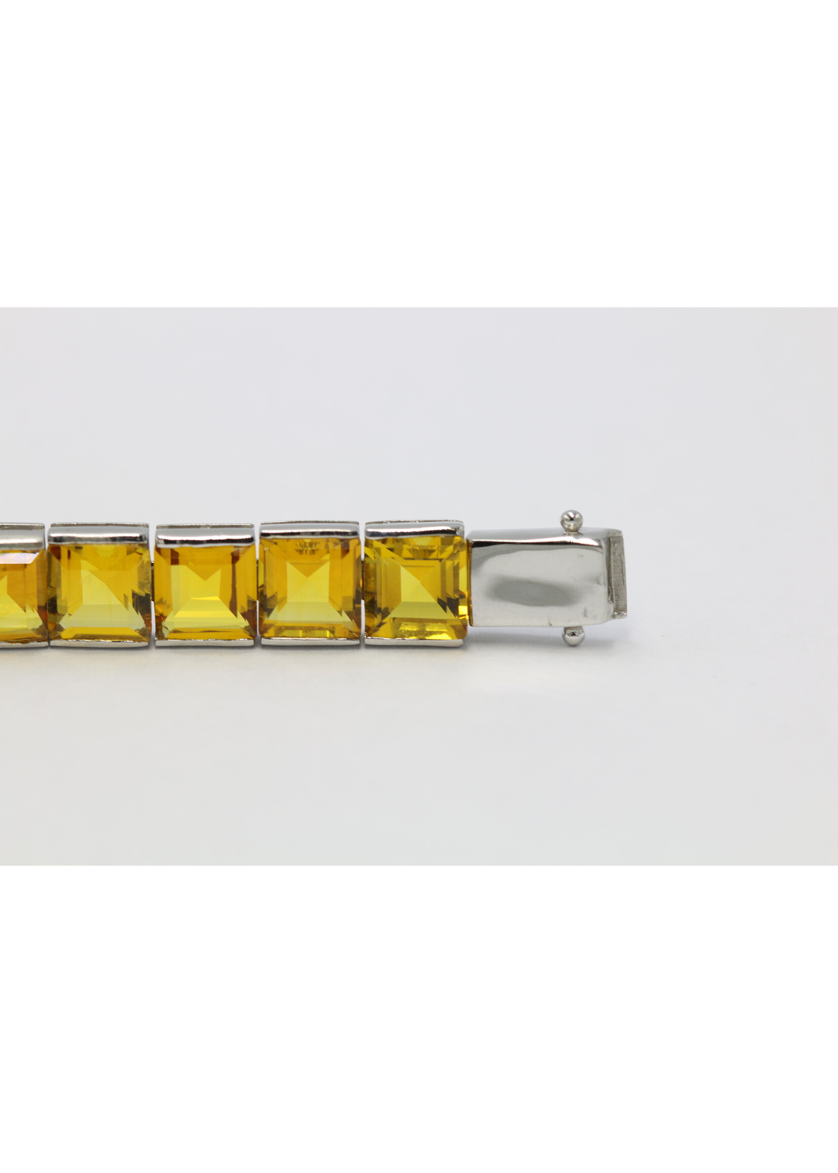 925 gerhodineerd zilveren Armband bezet met natuurlijke Citrienen