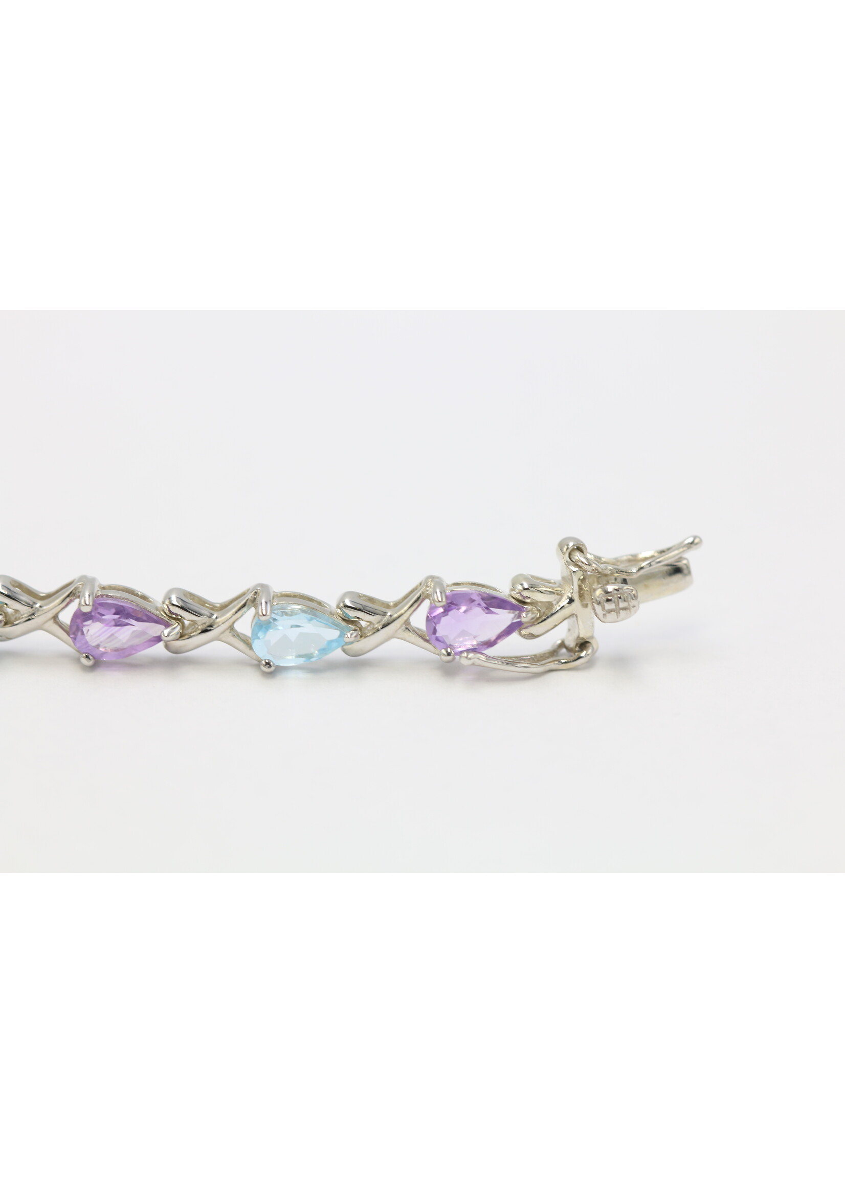 Bracciale in argento rodiato 925 con ametista naturale e topazio
