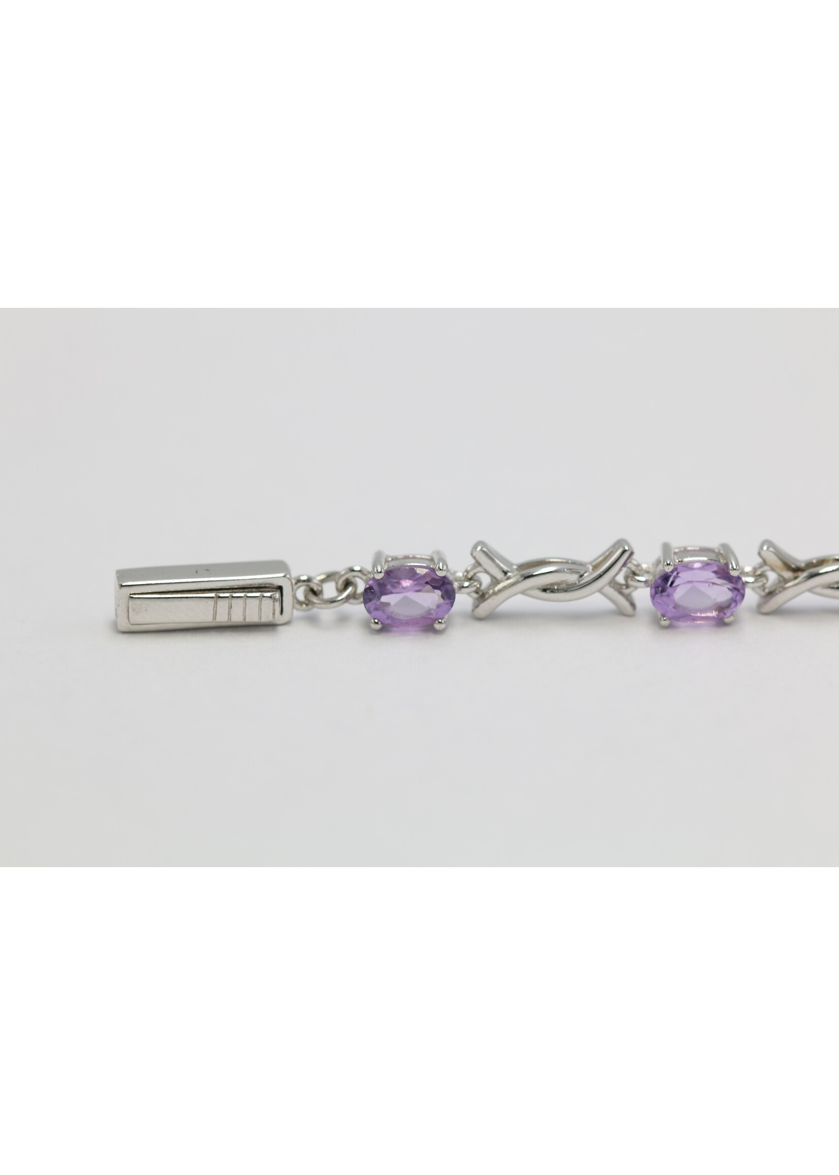 Bracelet en argent 925 rhodié serti d'Améthystes naturelles