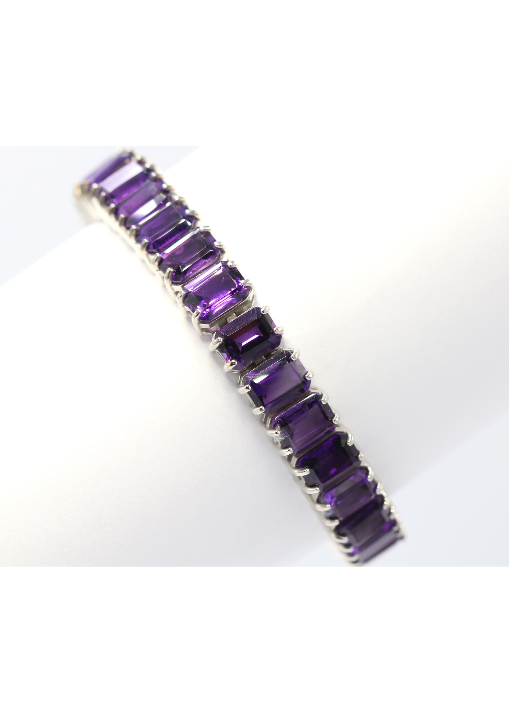 Bracciale in argento rodiato 925 con ametiste naturali - Copia