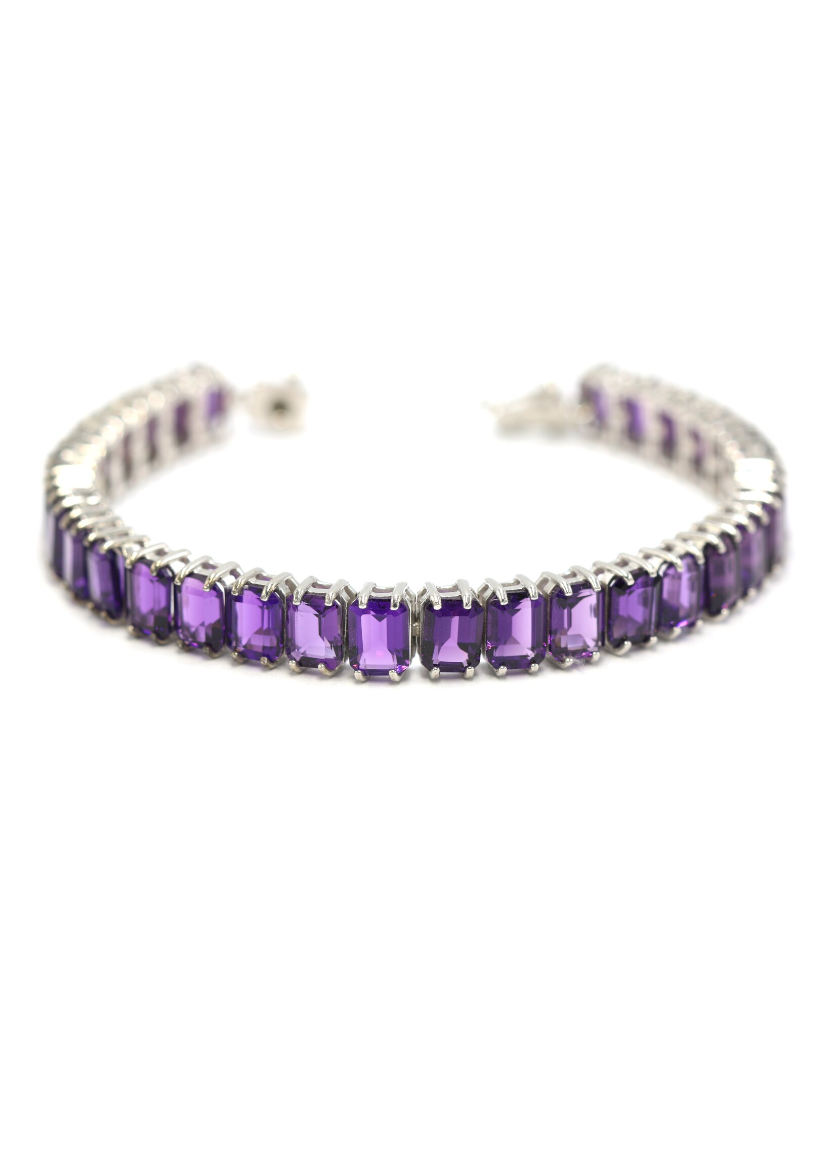 Bracciale in argento rodiato 925 con ametiste naturali - Copia