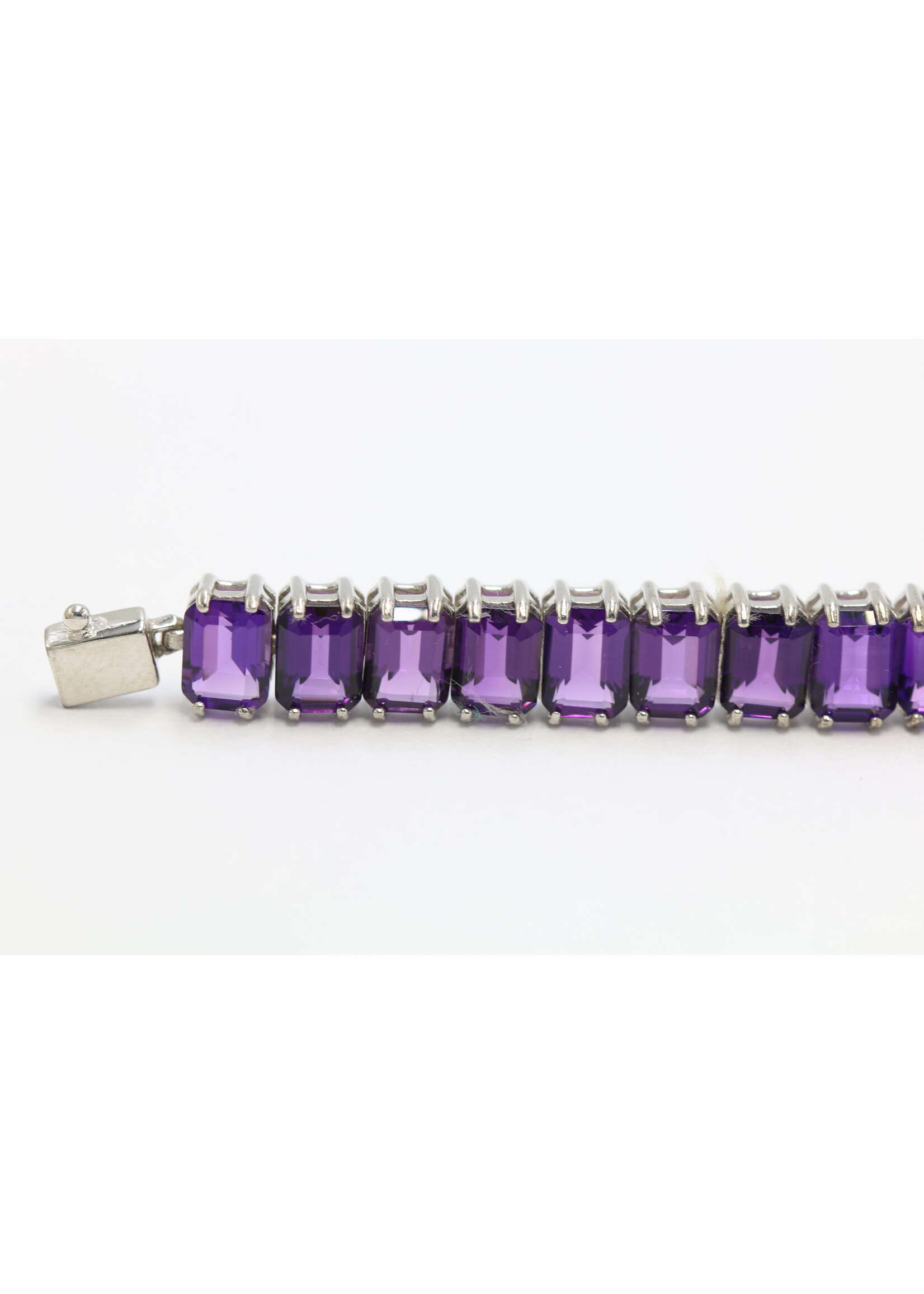 Bracciale in argento rodiato 925 con ametiste naturali - Copia