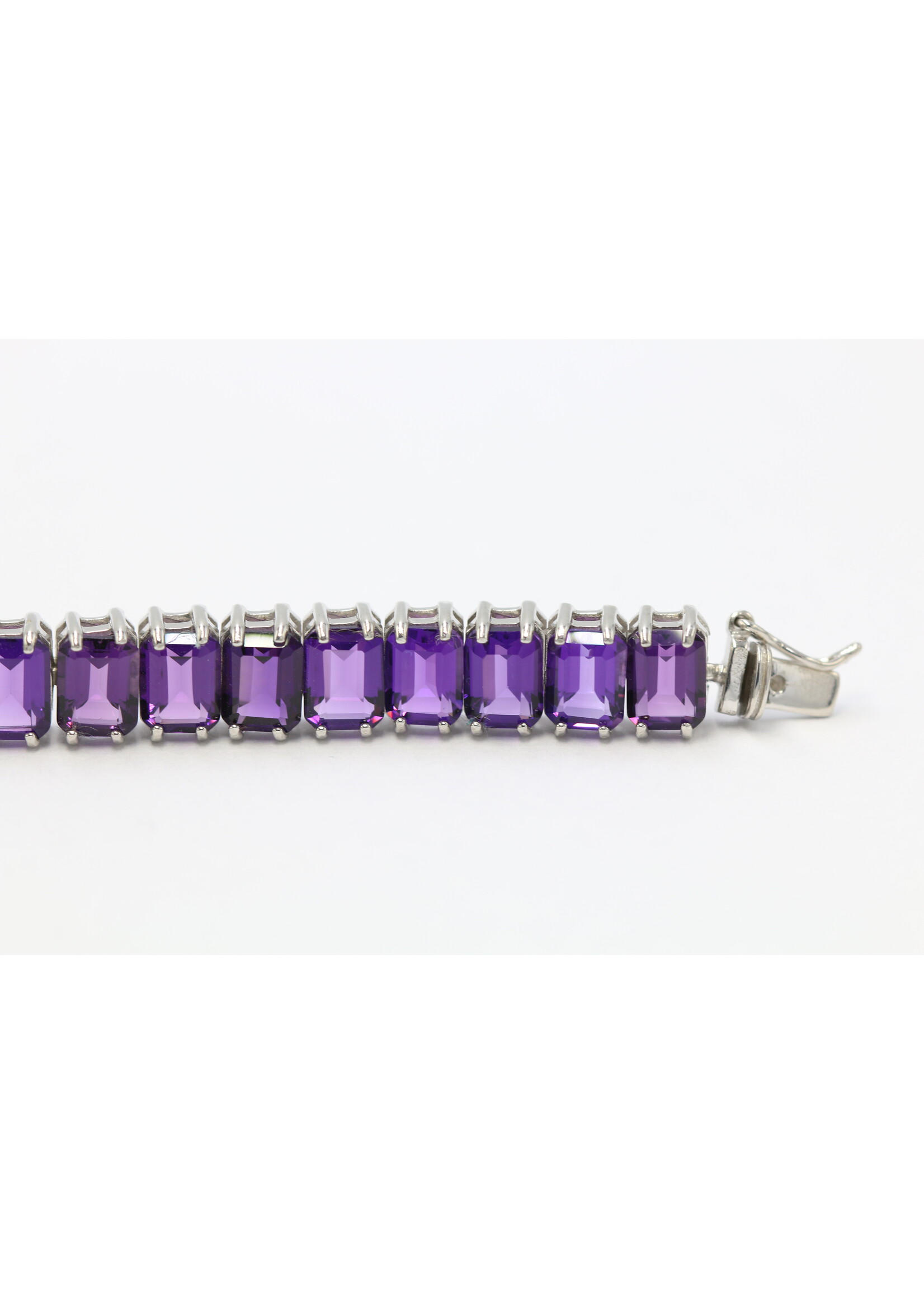 Bracciale in argento rodiato 925 con ametiste naturali - Copia