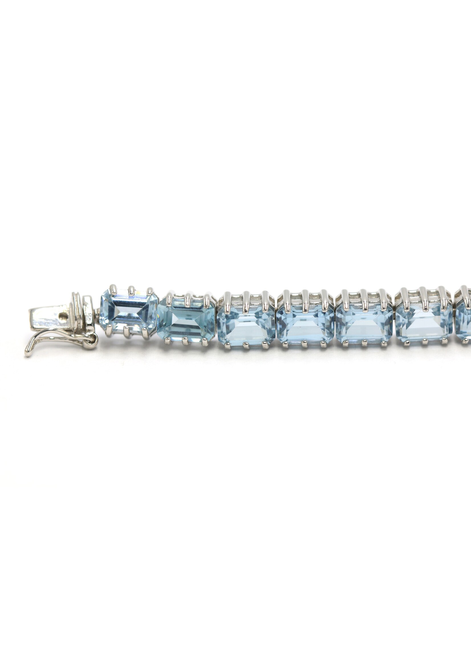 Bracciale in argento rodiato 925 con topazio azzurro naturale