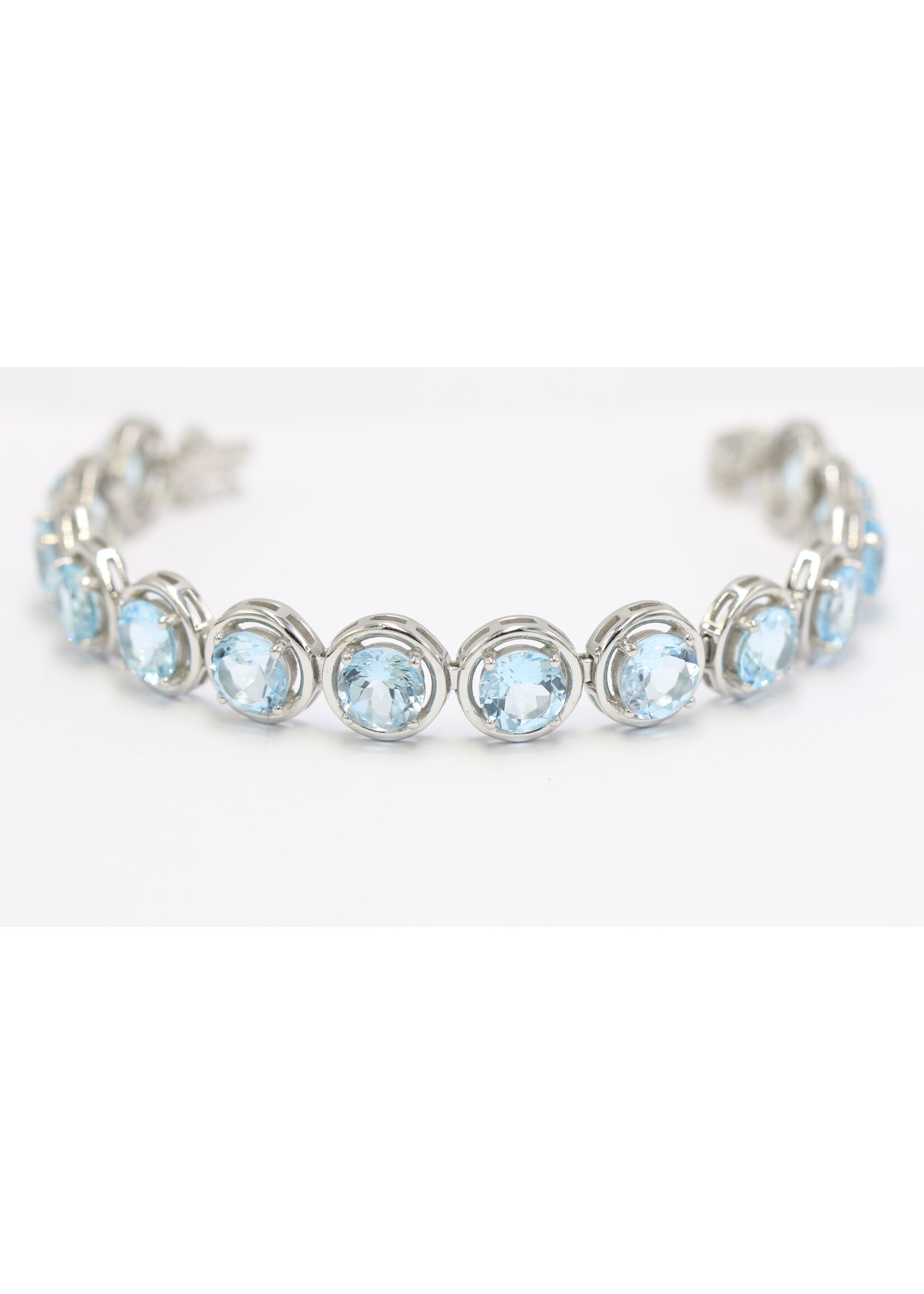 925 rhodium plated silver bracelet set with natural Blue Topaz - Copy - Copy