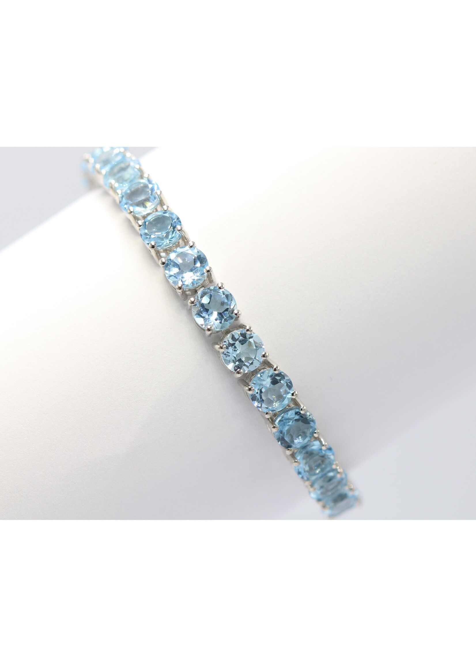 Bracciale in argento rodiato 925 con topazio azzurro naturale - Copia