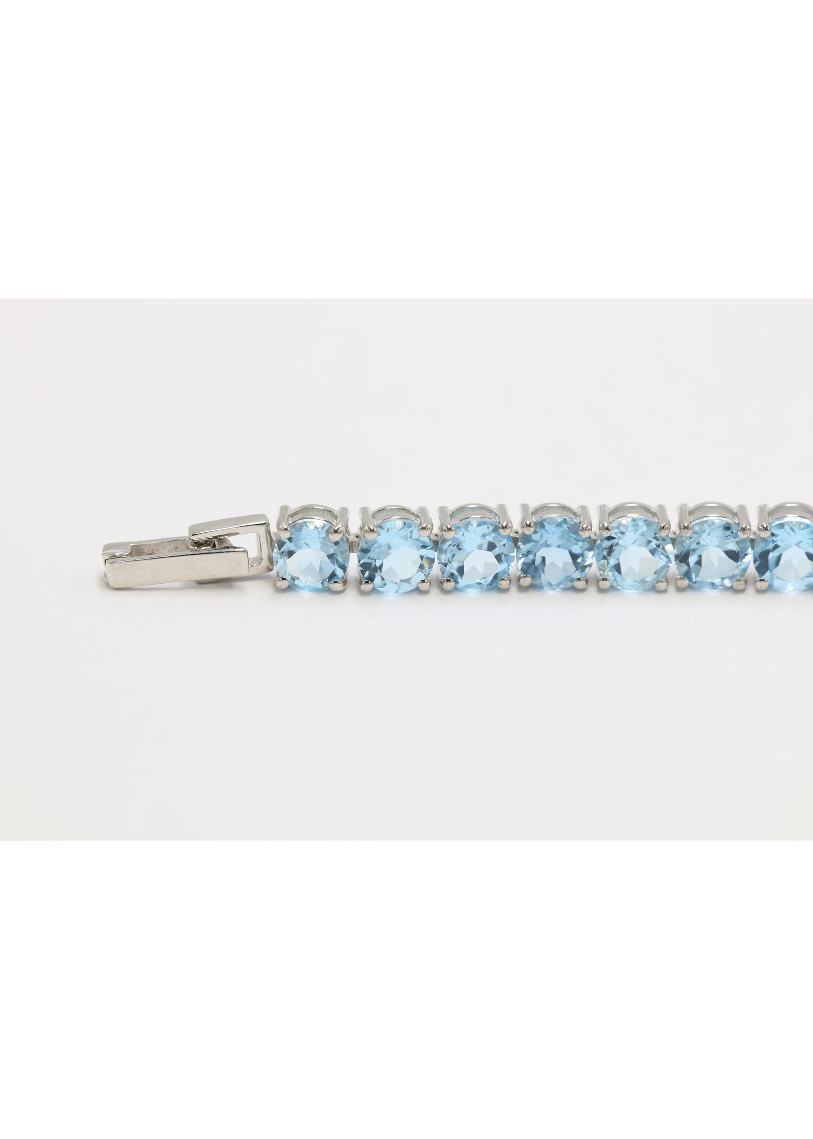 Bracciale in argento rodiato 925 con topazio azzurro naturale - Copia