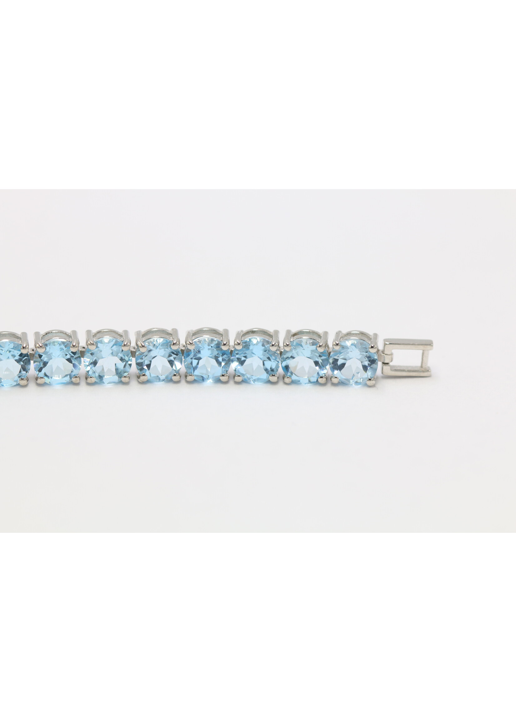 Bracciale in argento rodiato 925 con topazio azzurro naturale - Copia