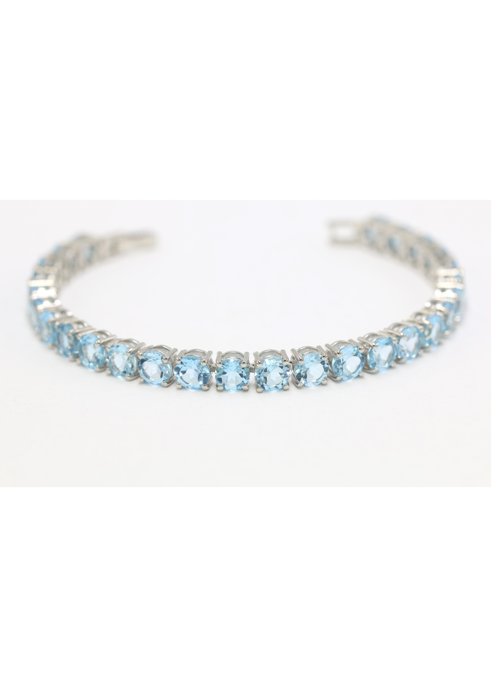 Bracciale in argento rodiato 925 con topazio azzurro naturale - Copia