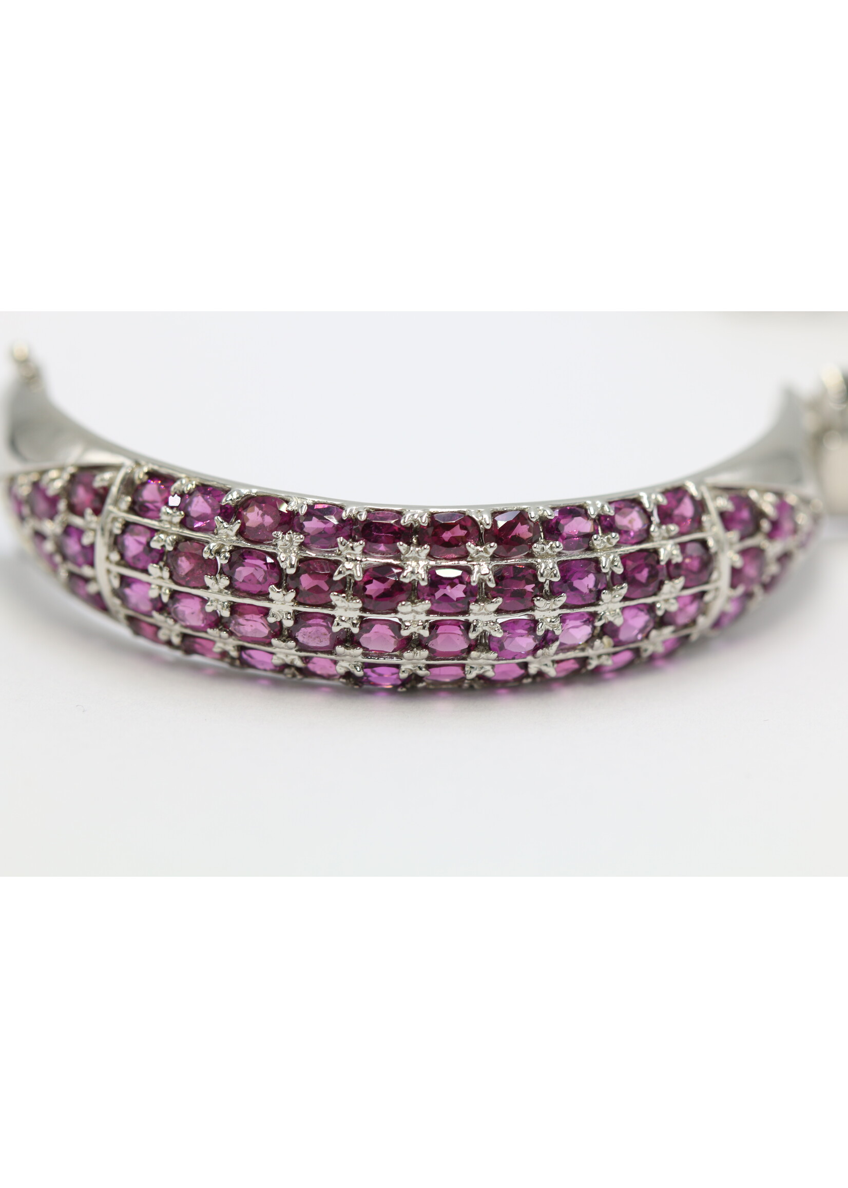 925 gerhodineerd zilveren Armband bezet met natuurlijke Rhodolieten
