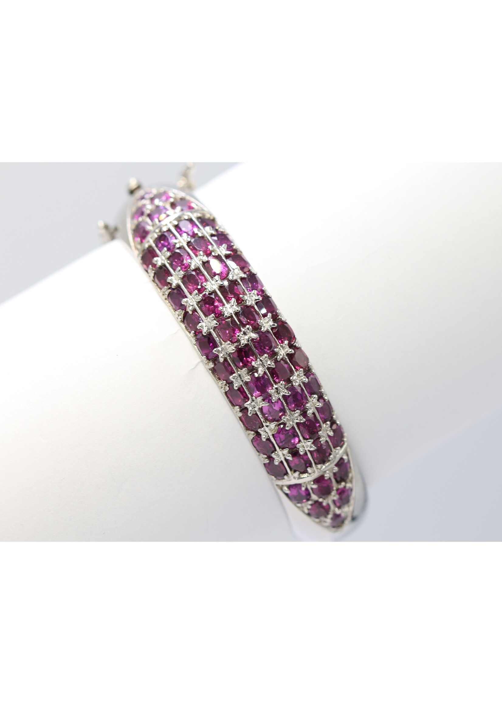 925 gerhodineerd zilveren Armband bezet met natuurlijke Rhodolieten