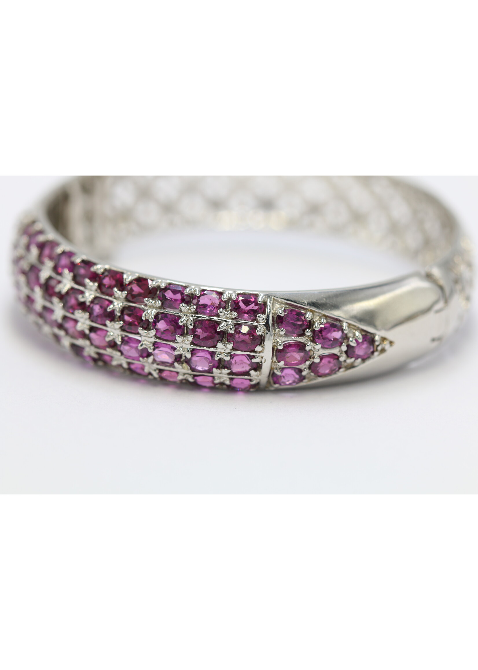 925 gerhodineerd zilveren Armband bezet met natuurlijke Rhodolieten