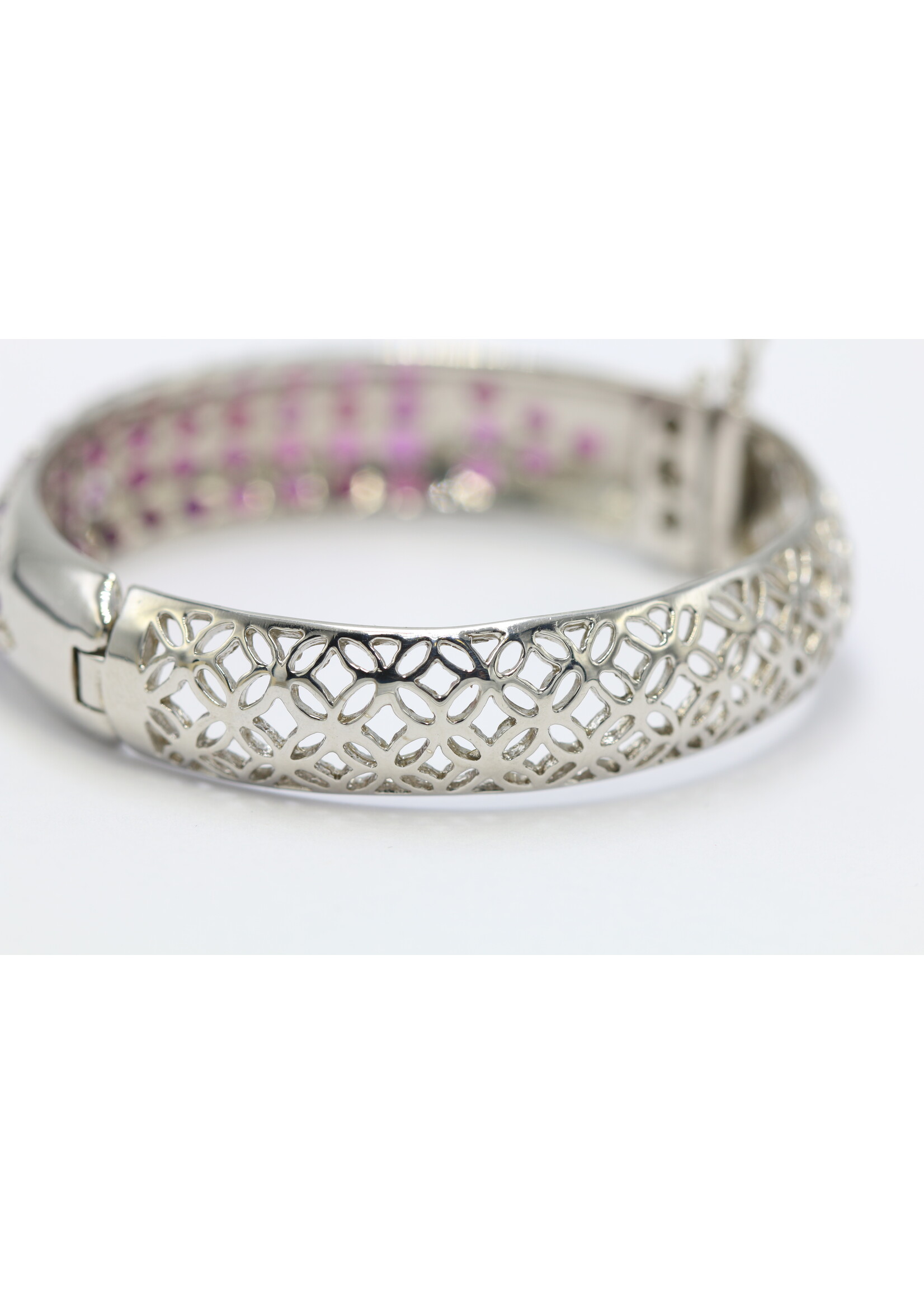 925 gerhodineerd zilveren Armband bezet met natuurlijke Rhodolieten