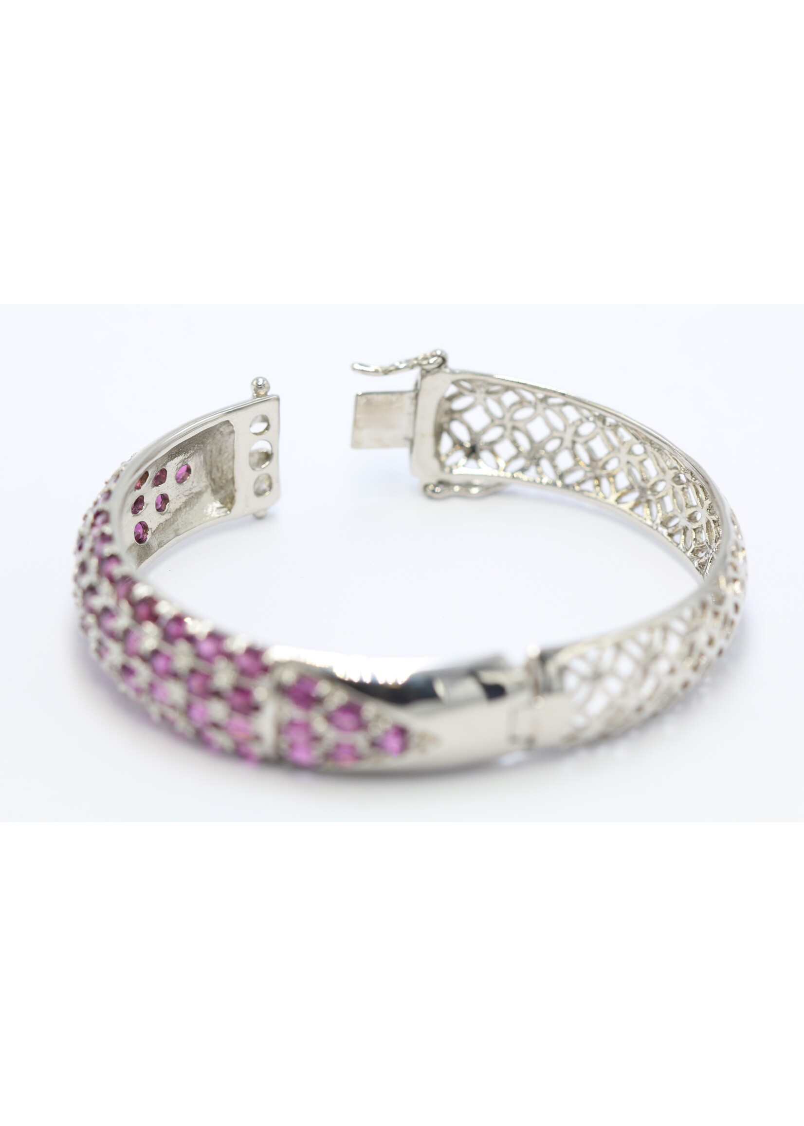 925 gerhodineerd zilveren Armband bezet met natuurlijke Rhodolieten