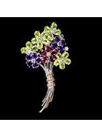 Brooch met  Amethist,Peridots,Rhodoliet,Saffieren en Tanzanieten