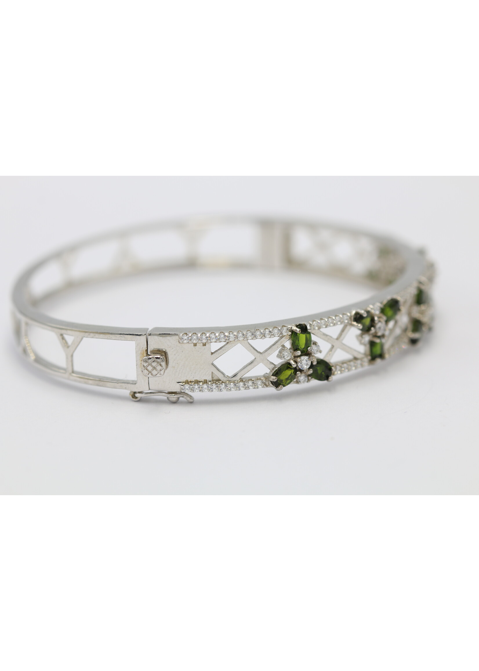925 gerhodineerd zilveren Armband bezet met natuurlijke Diopsied