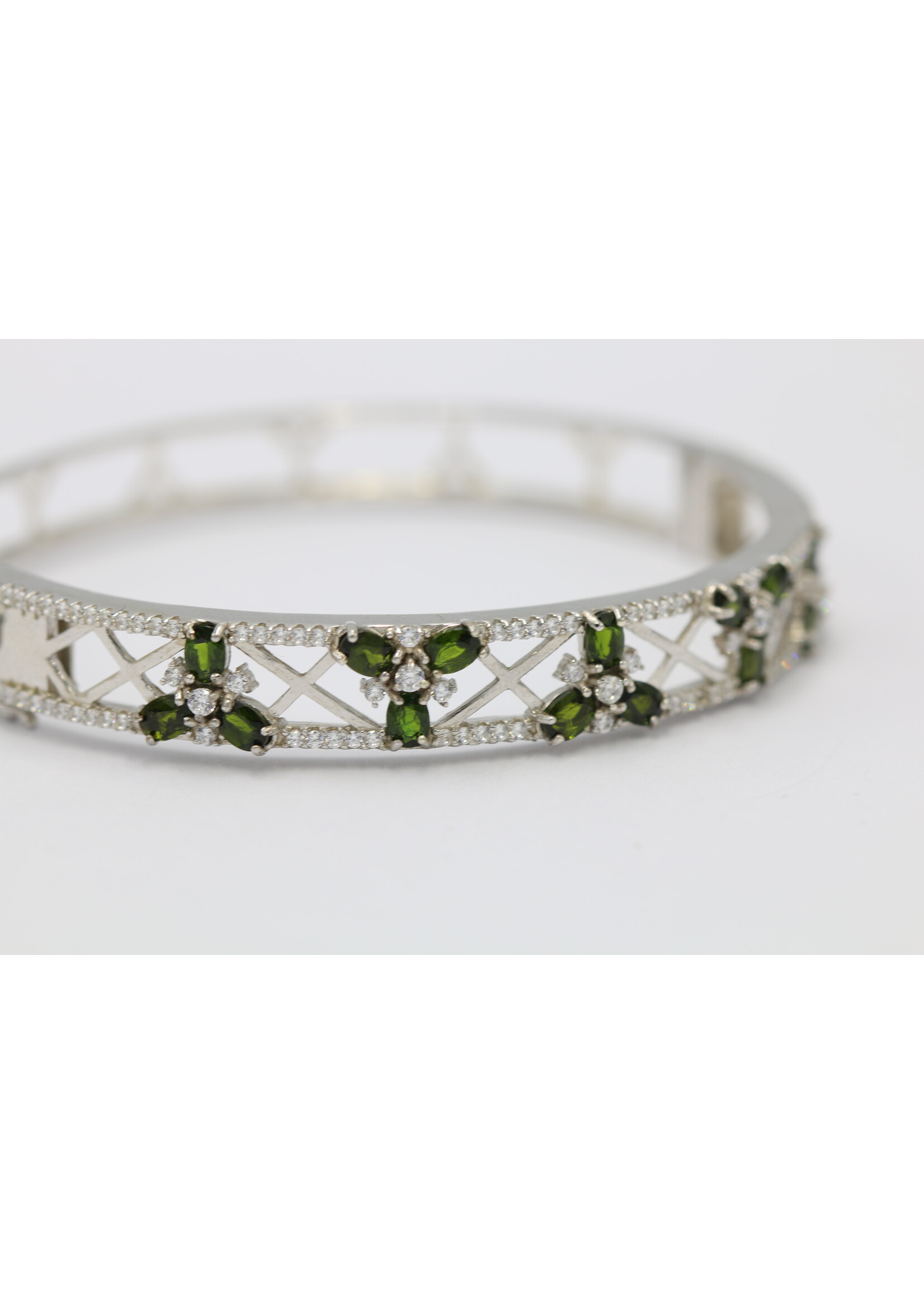 925 gerhodineerd zilveren Armband bezet met natuurlijke Diopsied