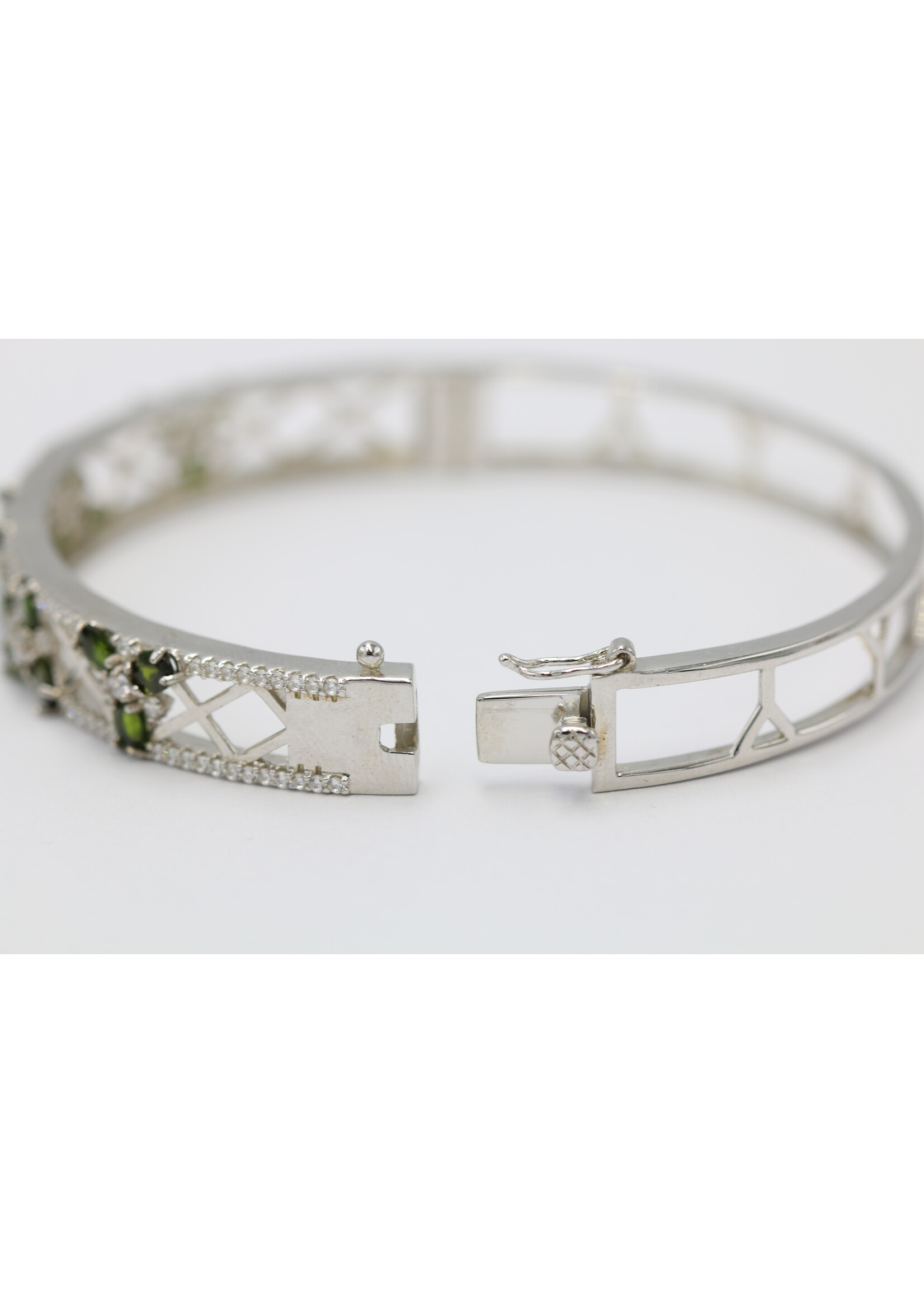925 gerhodineerd zilveren Armband bezet met natuurlijke Diopsied