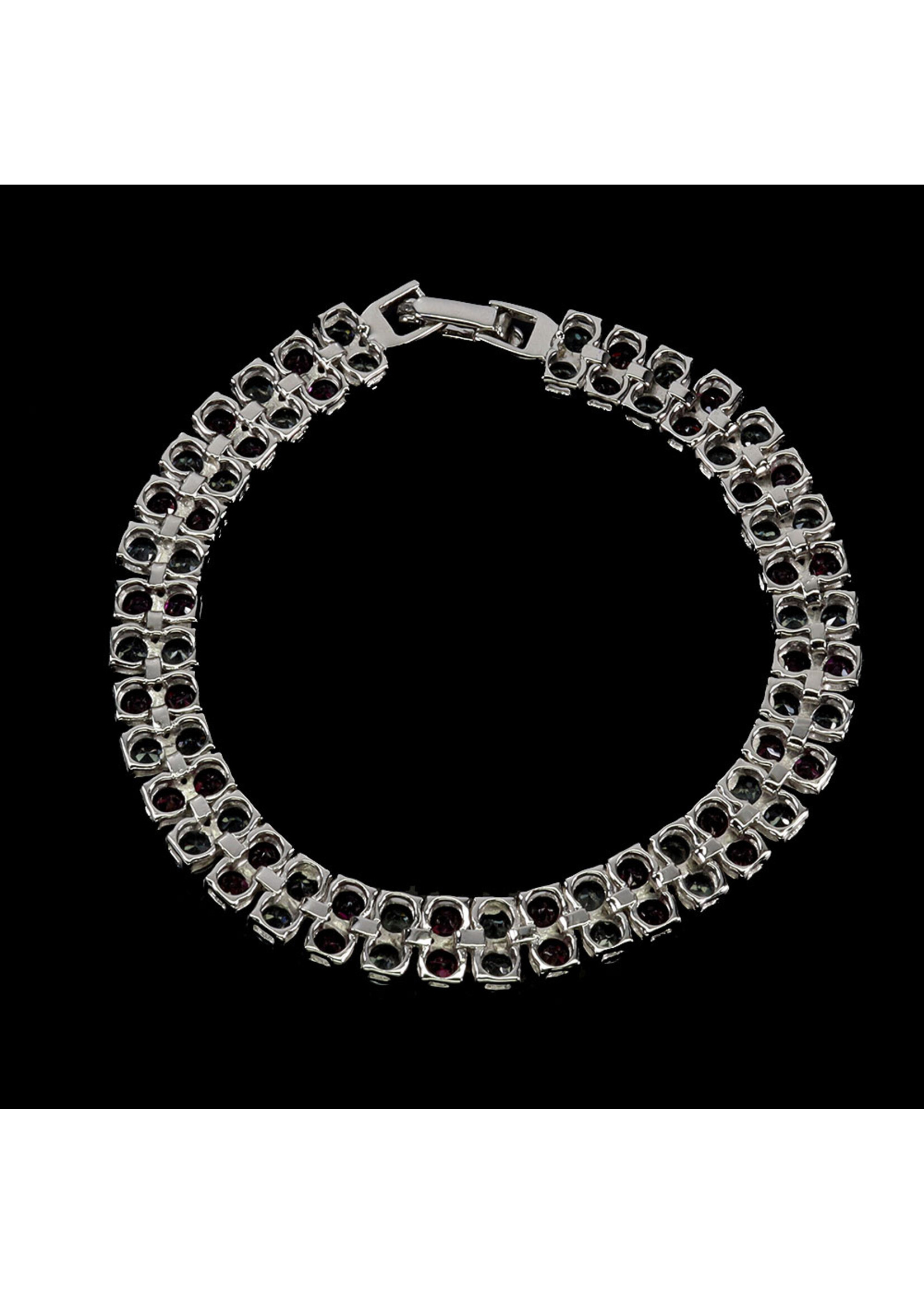 Bracelet en argent 925 rhodié serti d'améthystes naturelles