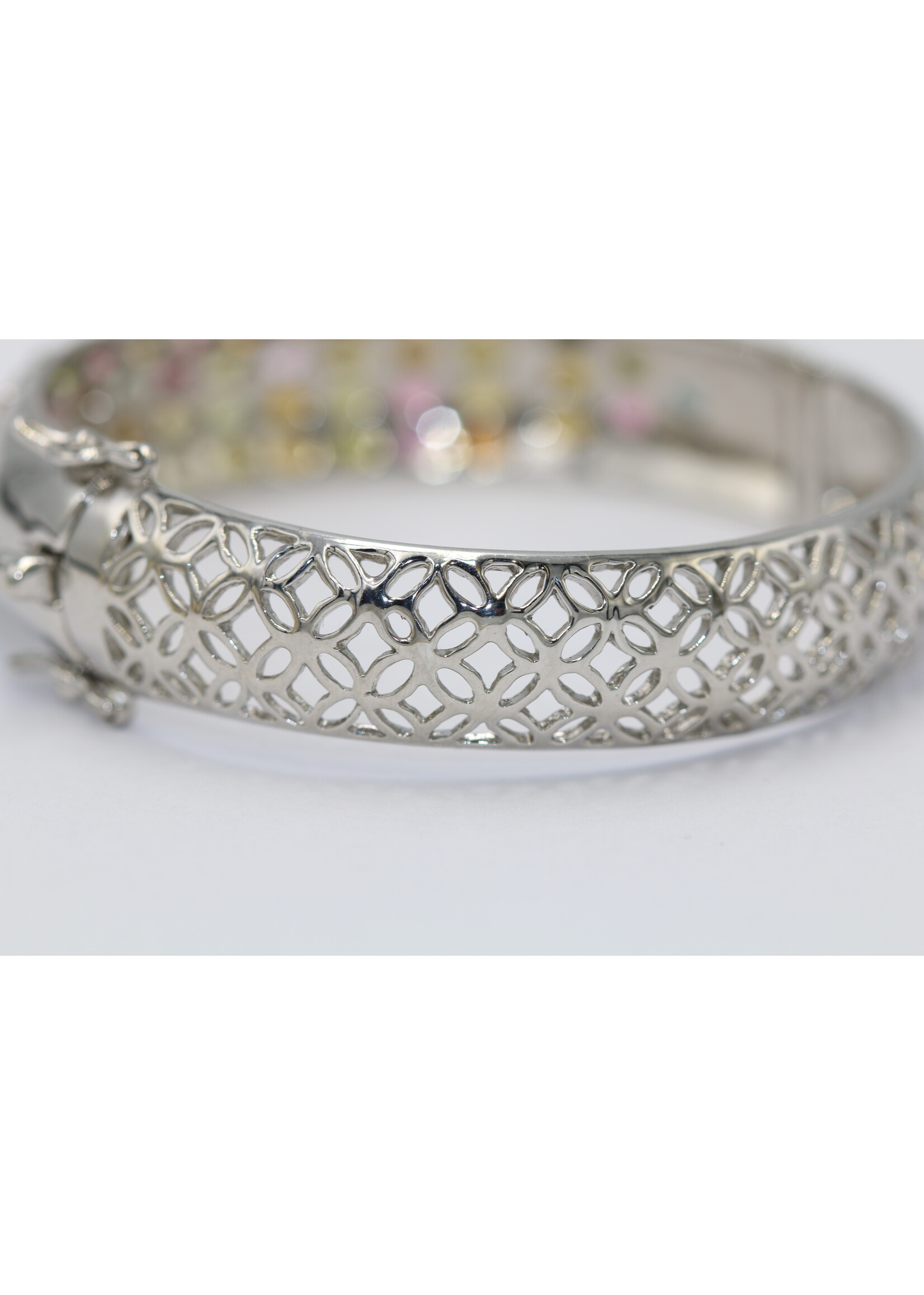925 gerhodineerd zilveren Armband bezet met natuurlijke Toermalijnen