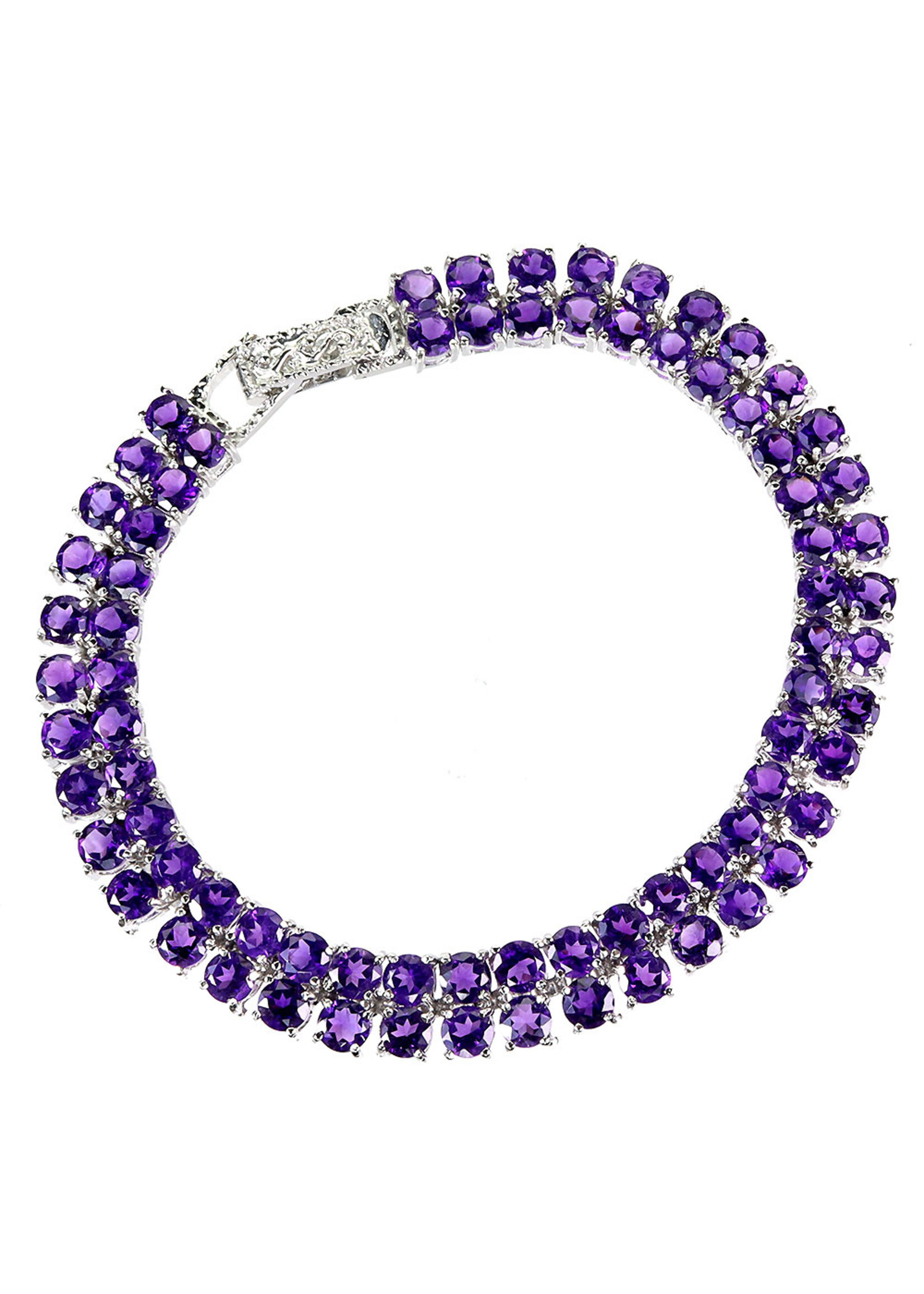 Bracciale in argento rodiato 925 con ametiste naturali