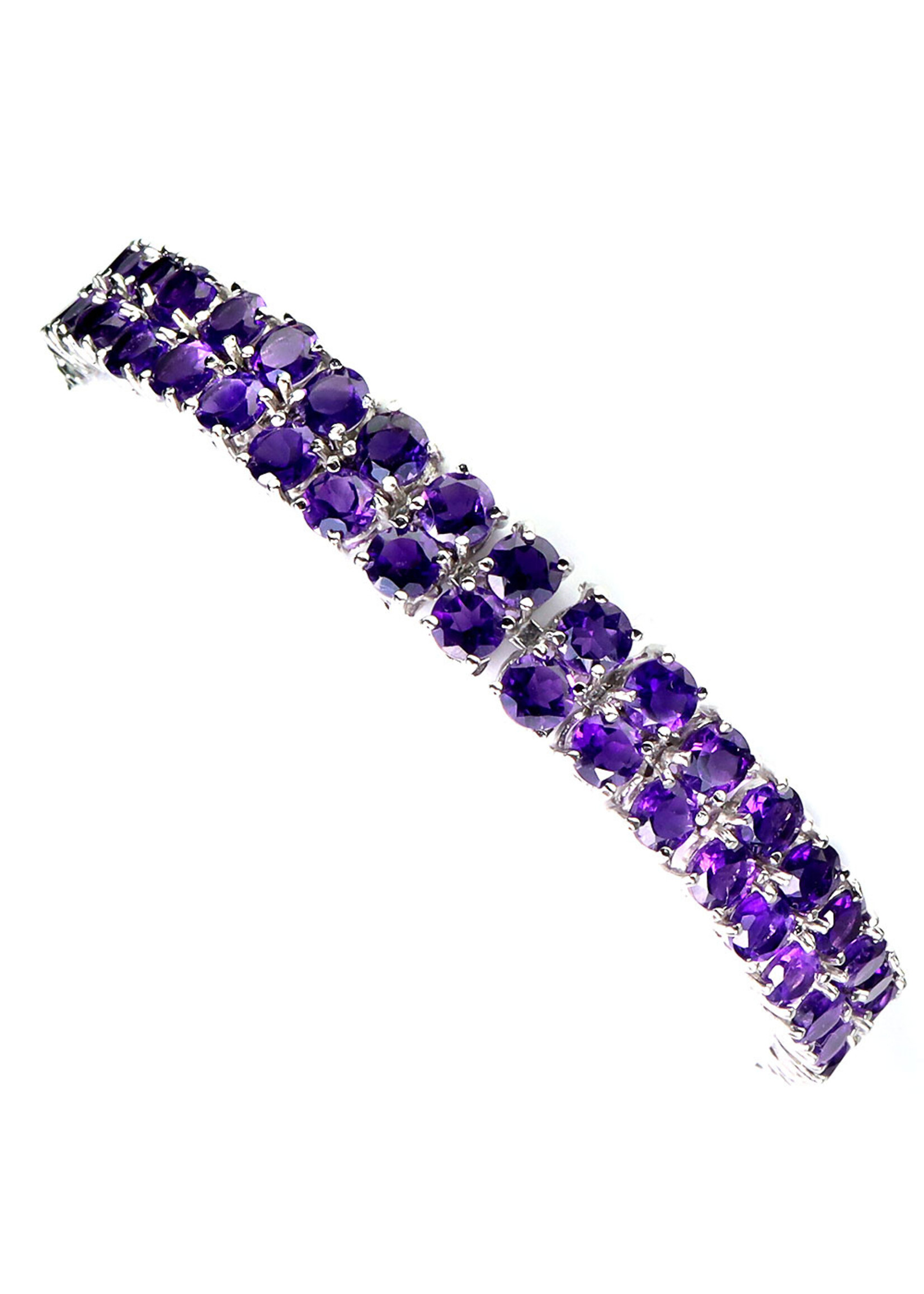 Bracciale in argento rodiato 925 con ametiste naturali