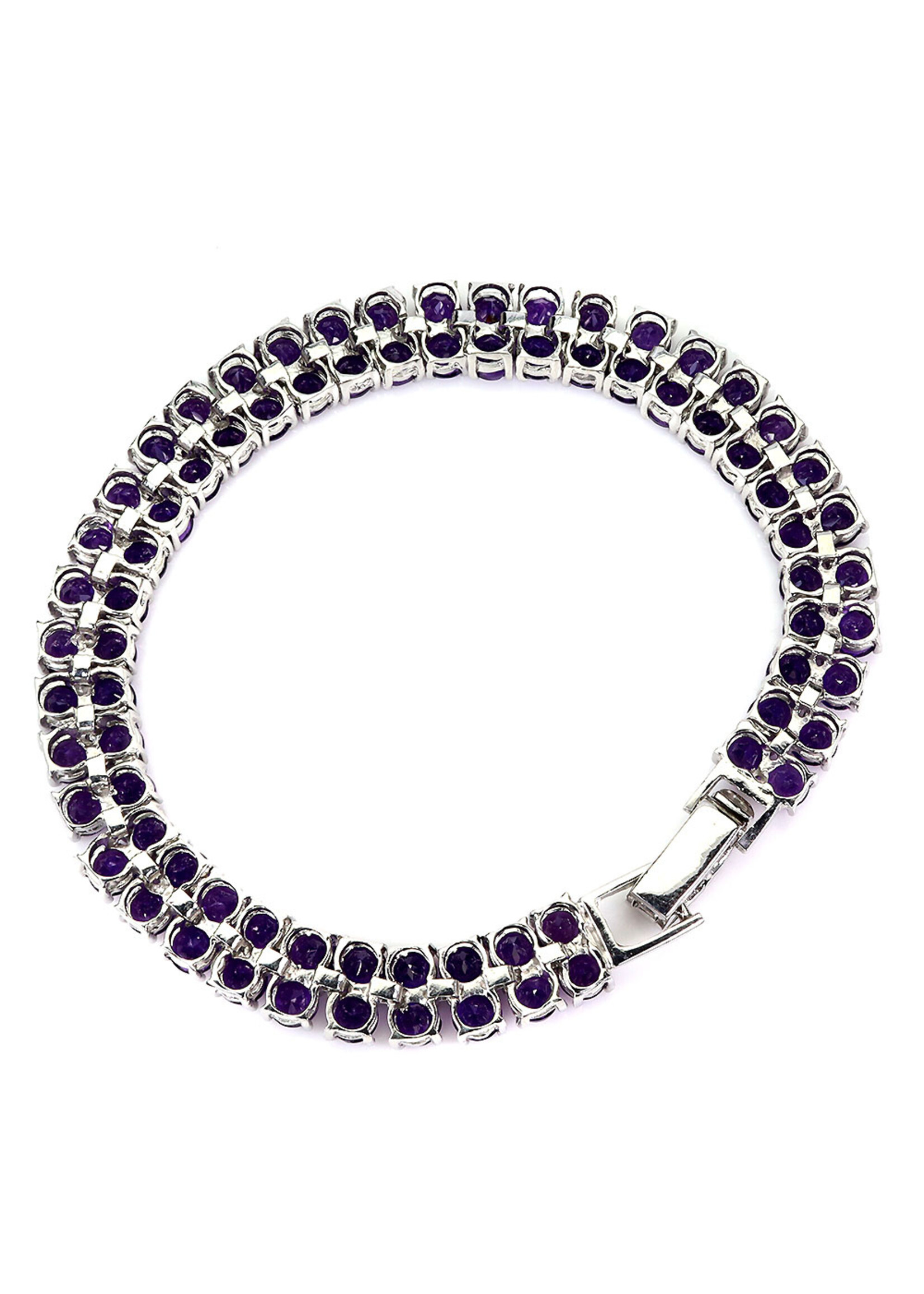 Bracciale in argento rodiato 925 con ametiste naturali