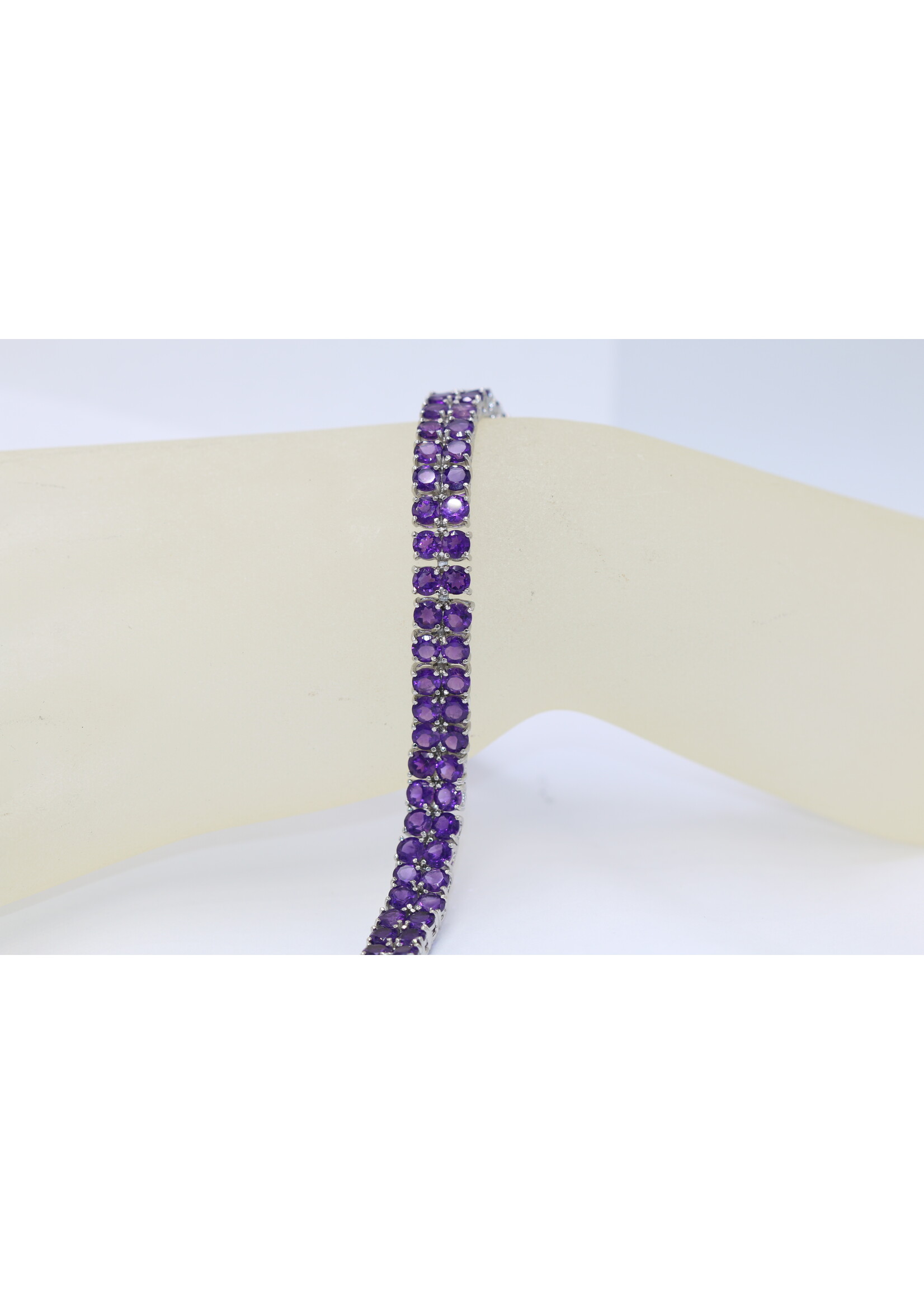 Bracciale in argento rodiato 925 con ametiste naturali